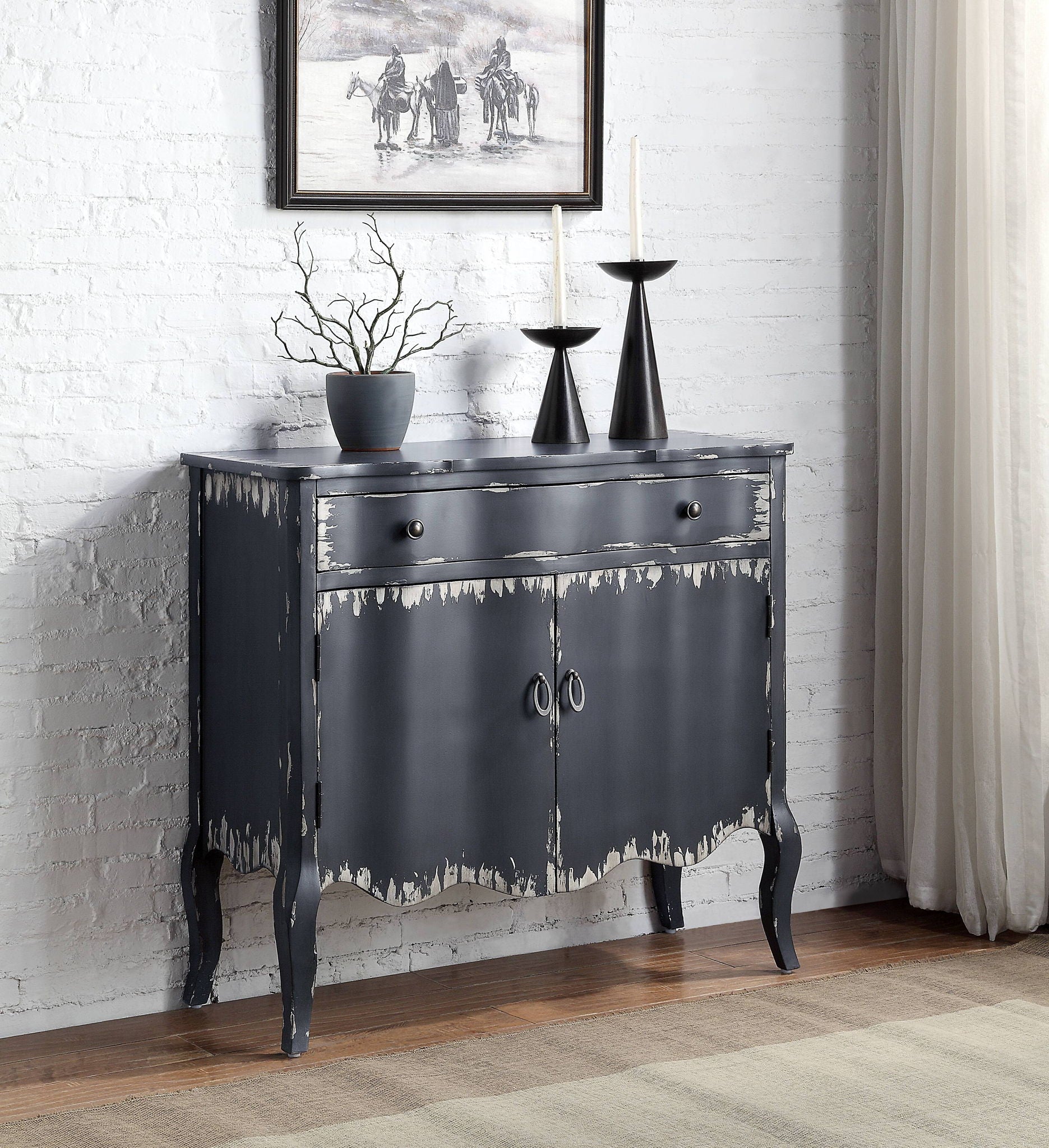 Deianira - Antique Console Cabinet - Gray - Best Buy Furniture
