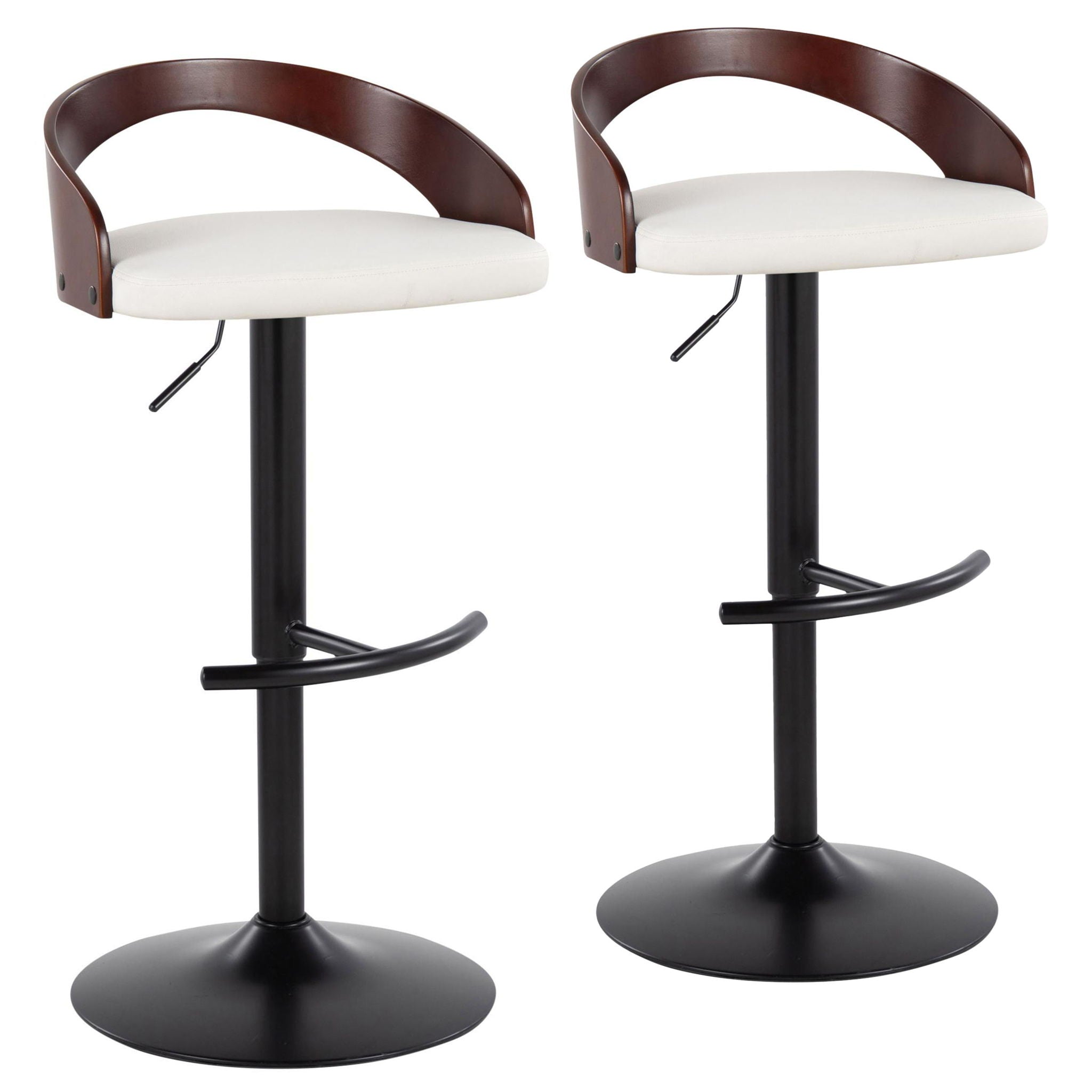 Grotto - Contemporary Adjustable Barstool With Swivel With Rounded T Footrest (Set of 2) - Best Buy Furniture