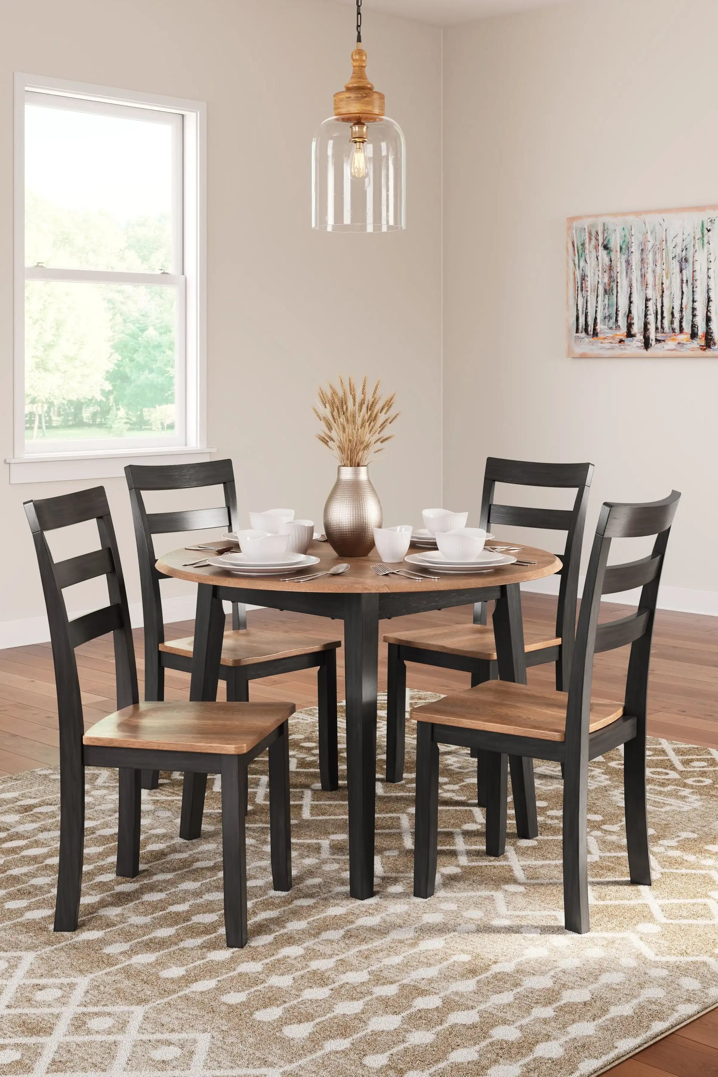 Gesthaven - Round Dining Room Drop Leaf Table Set - Best Buy Furniture