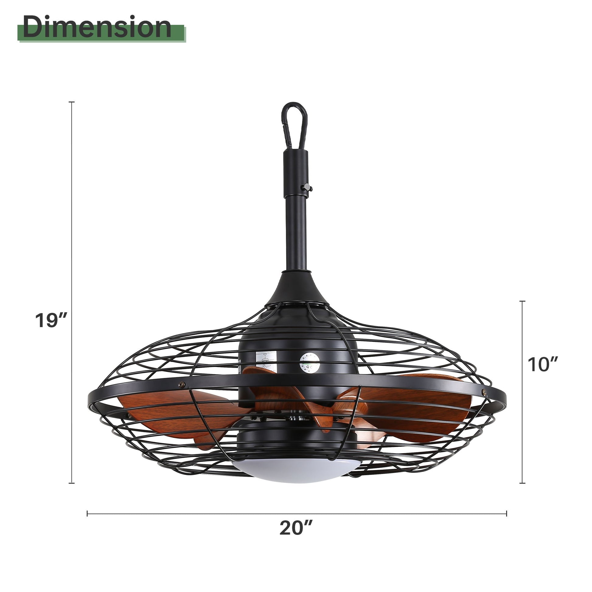20" Downrod Mount Ceiling Fan LED 18W 3 Cct 5 ABS Blades DC Motor With Hanging And Hook For Outside Patios Pergola - Black - Best Buy Furniture