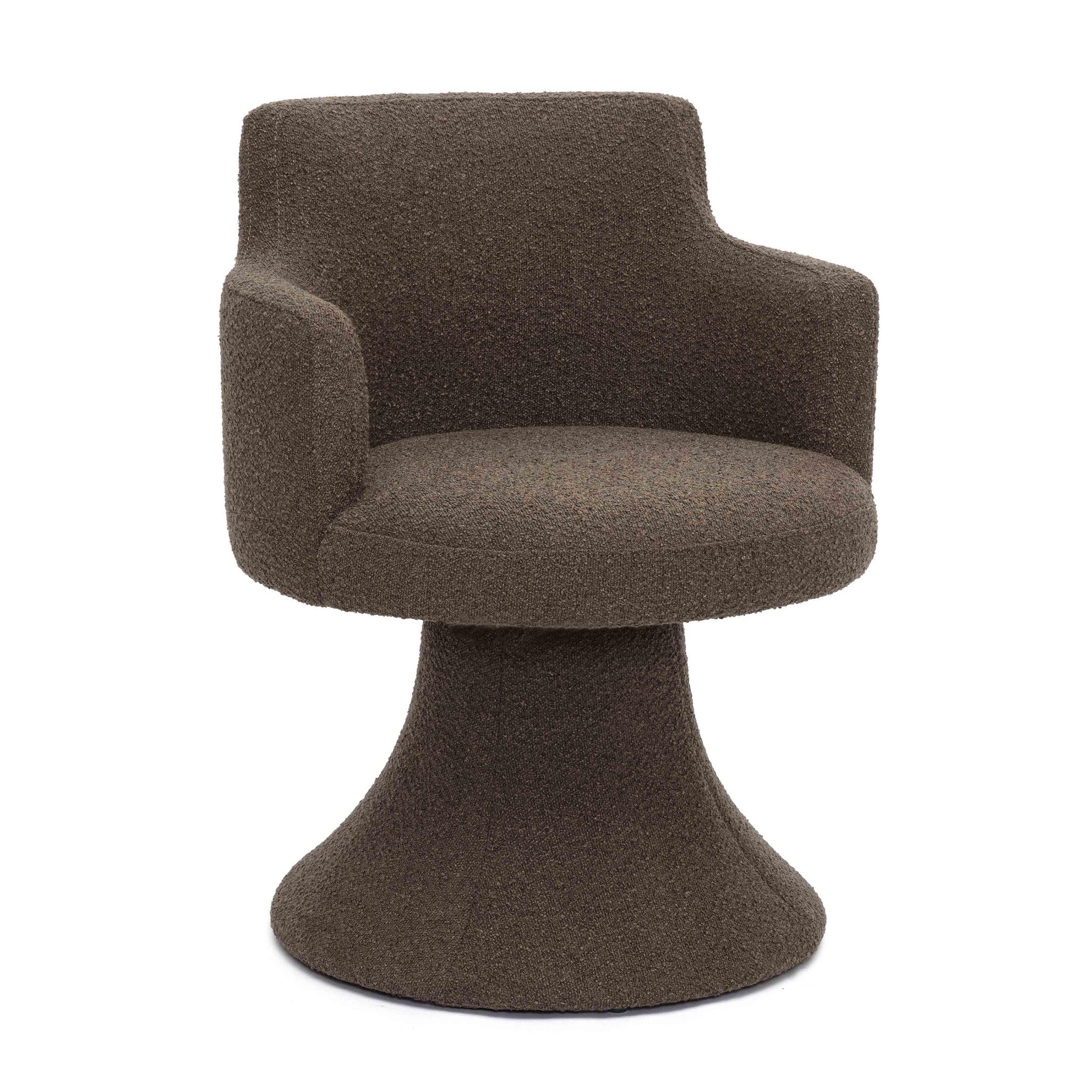 Jeffree - Performance Boucle Swivel Dining Chair - Chocolate Brown - Best Buy Furniture