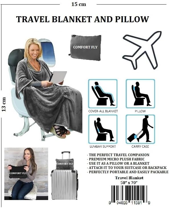 Comfort Fly Travel Blanket & Pillow – 2-in-1 Micro Plush Airplane Blanket with Carry Case (40" x 70") - Best Buy Furniture