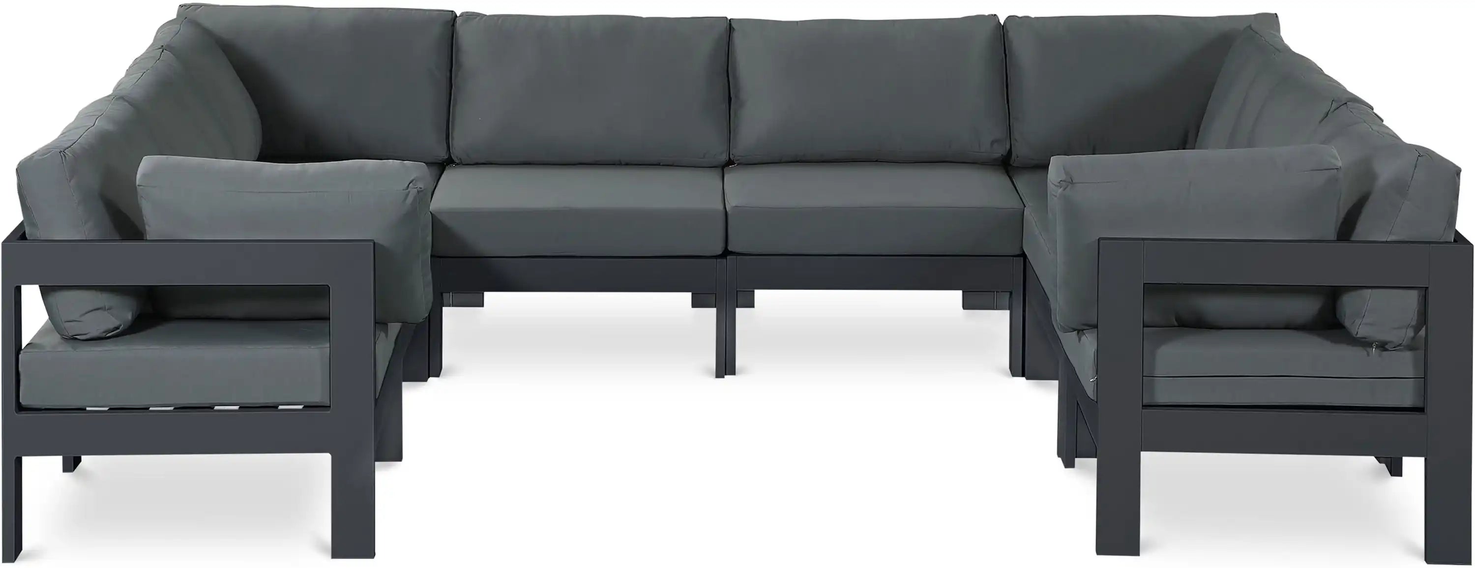 Nizuc - Outdoor Patio 8 Piece Modular Sectional With Gray Frame - Best Buy Furniture