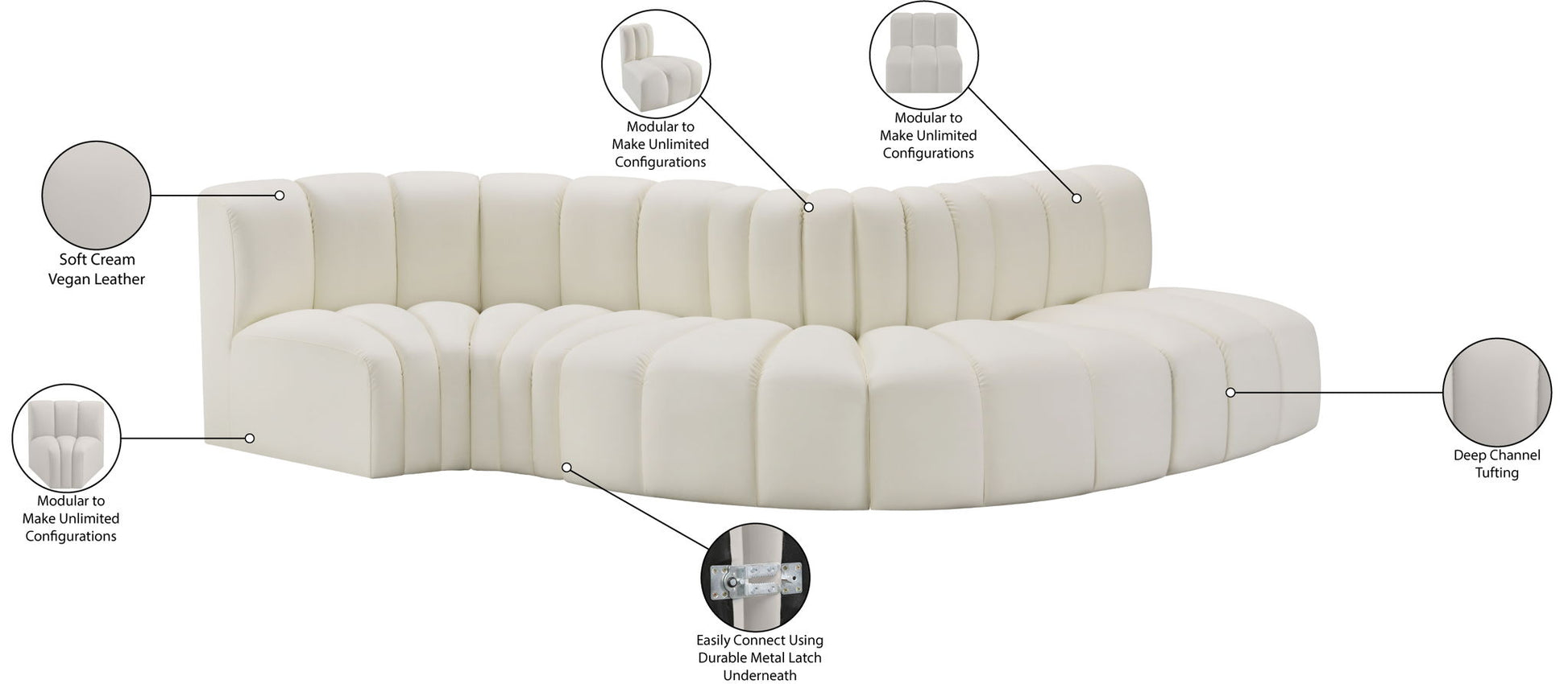 Arc - Faux Leather 5 Piece Modular Sofa - Best Buy Furniture