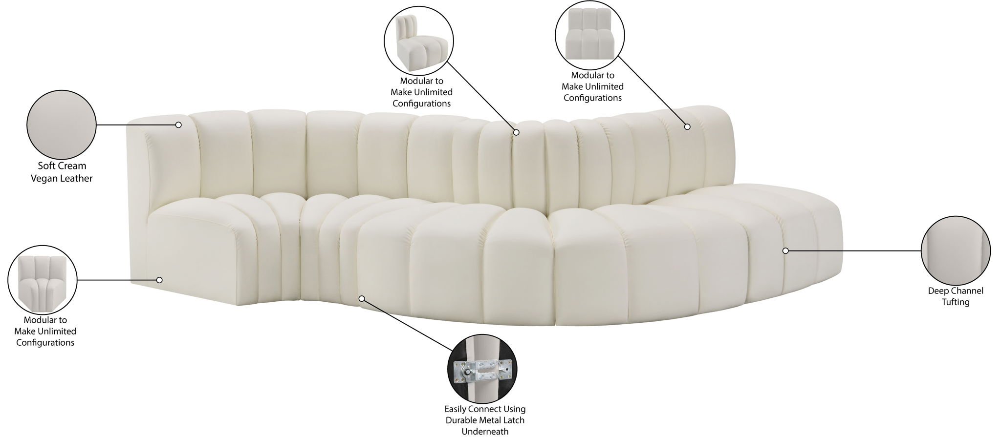Arc - Faux Leather 5 Piece Modular Sofa - Best Buy Furniture