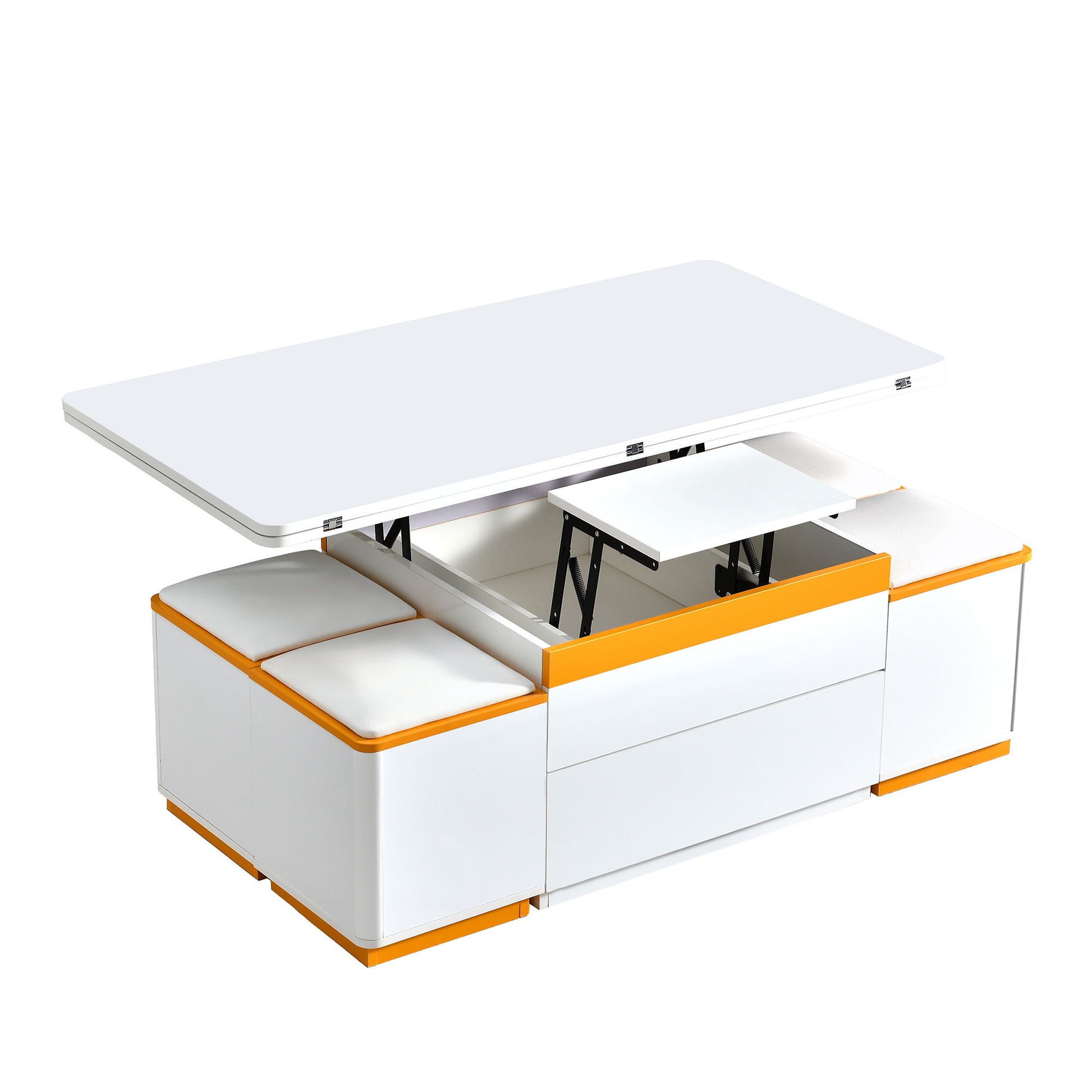 Multi Functional Adjustable Coffee Table With 4 Storage Stools - Best Buy Furniture
