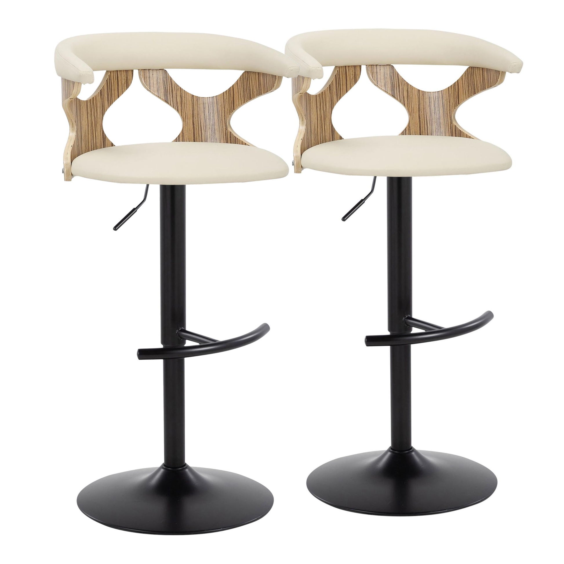 Gardenia - Contemporary Adjustable Barstool & Swivel With Rounded T Footrest (Set of 2) - Best Buy Furniture