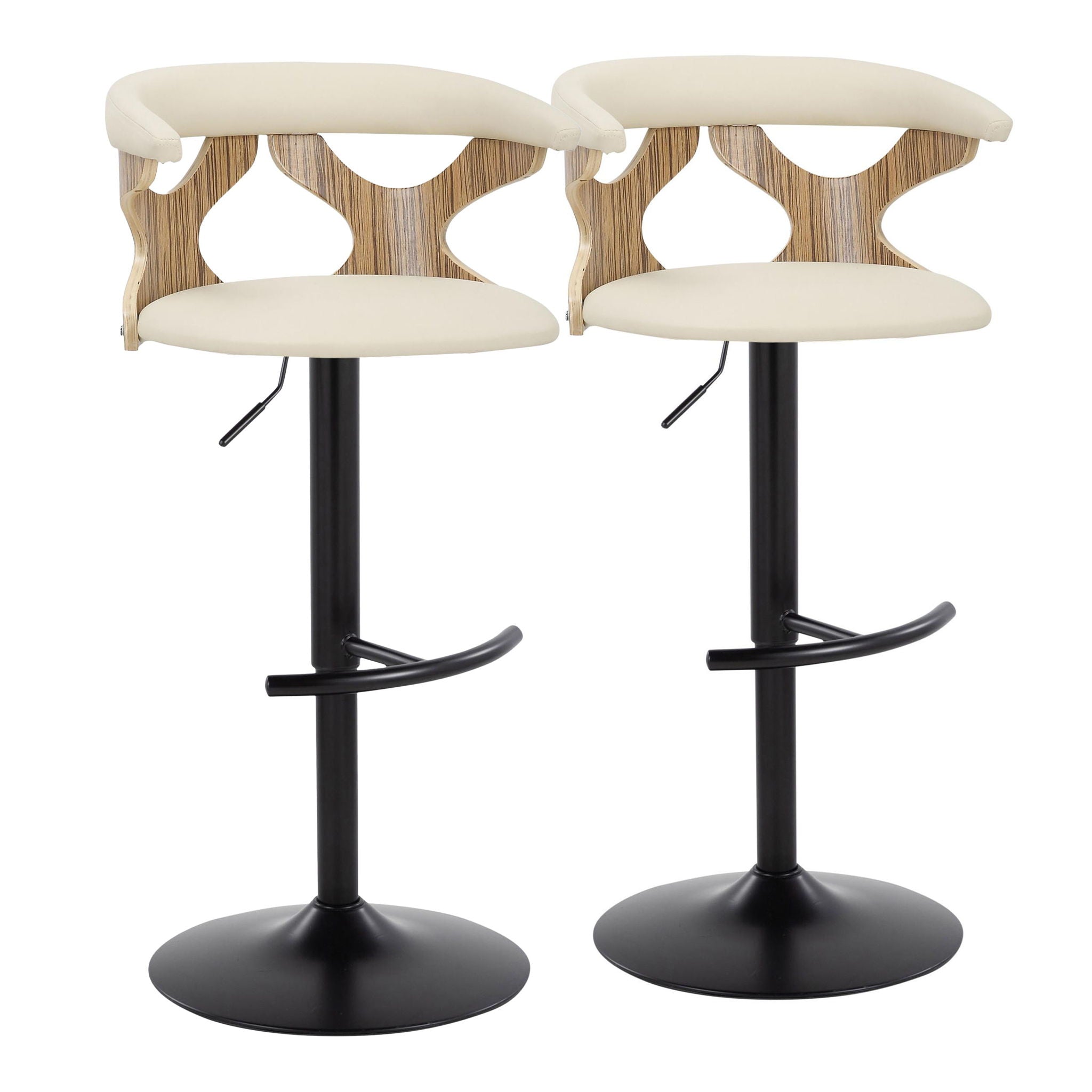 Gardenia - Contemporary Adjustable Barstool & Swivel With Rounded T Footrest (Set of 2) - Best Buy Furniture
