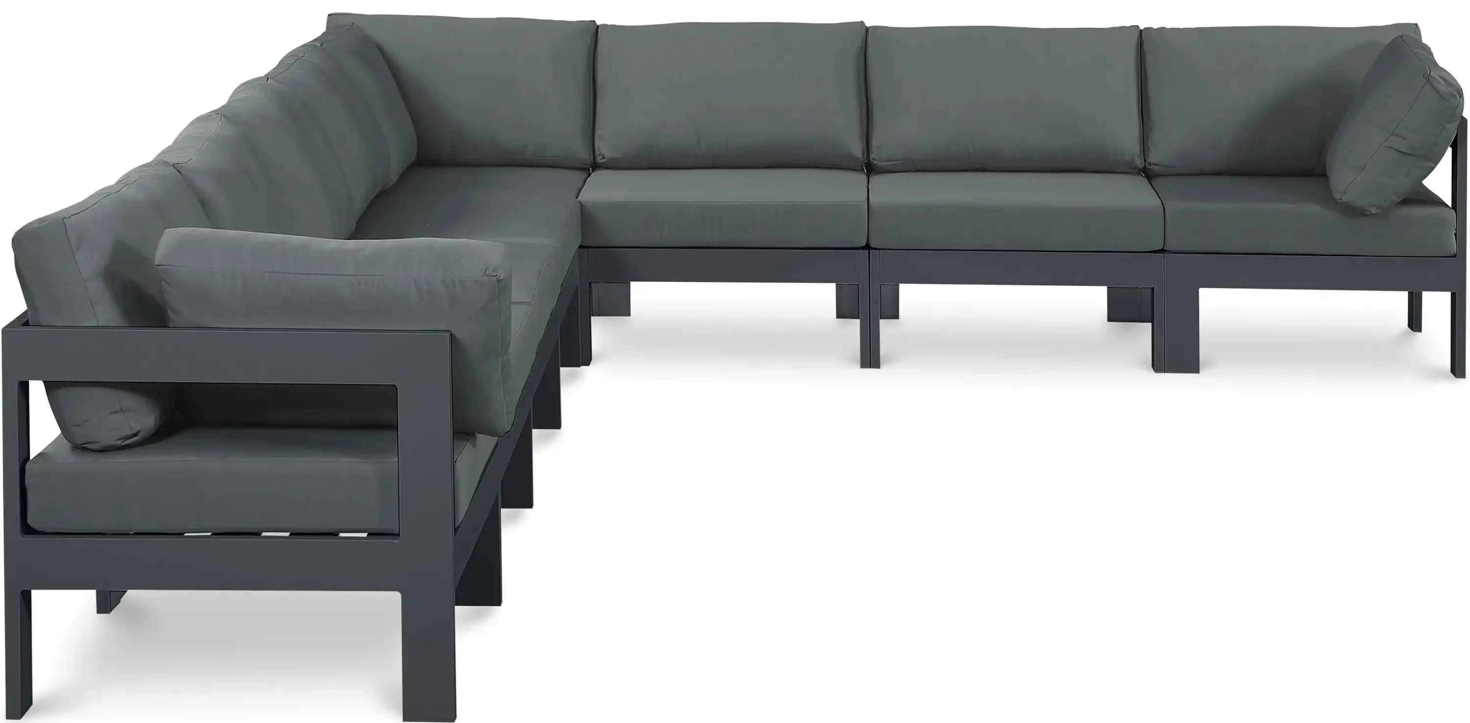 Nizuc - Outdoor Patio 8 Piece Modular Sectional With Gray Frame - Best Buy Furniture