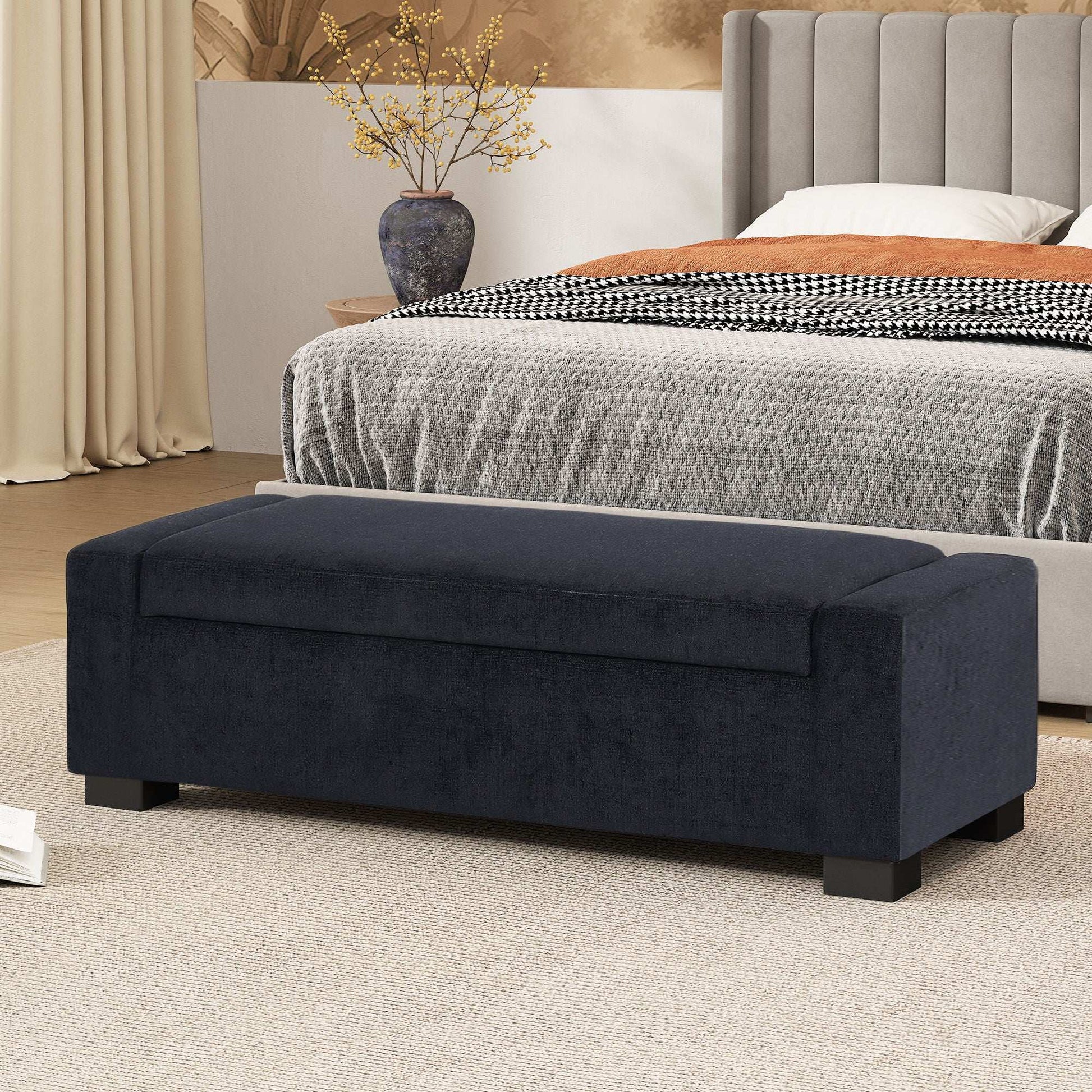 Textured Fabric Ottoman Bench With Hinged Lid - Best Buy Furniture