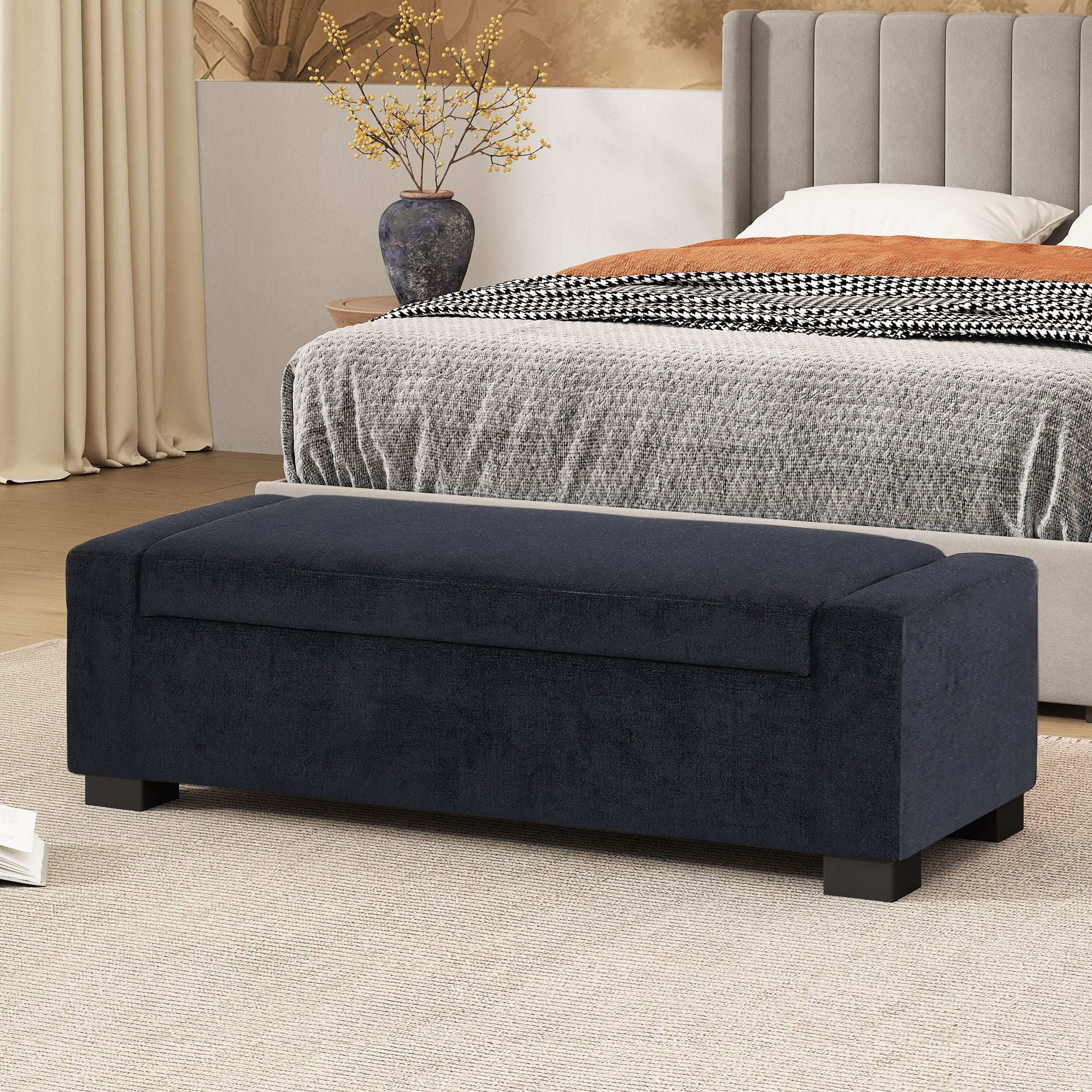 Textured Fabric Ottoman Bench With Hinged Lid - Best Buy Furniture