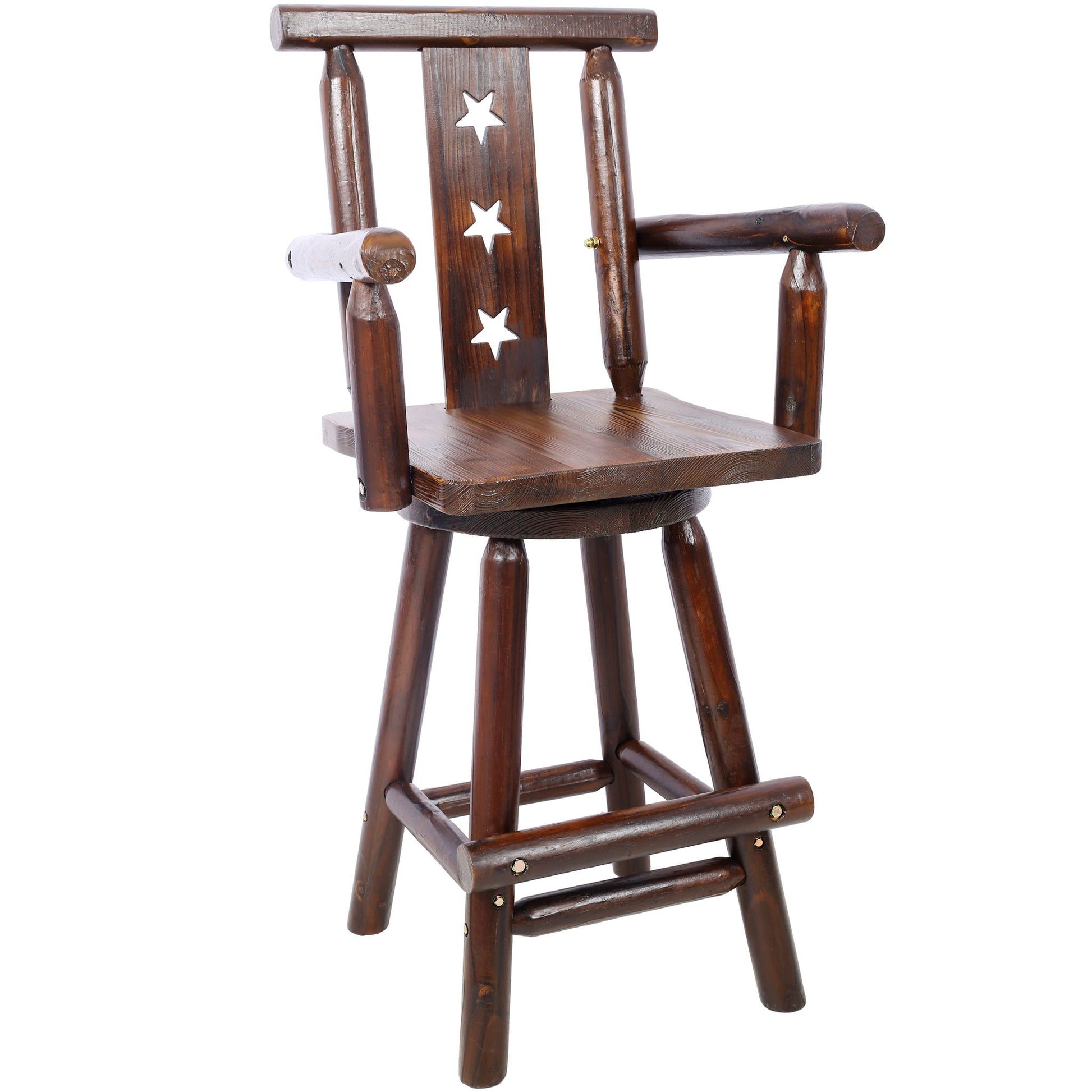 Rustic Tall Bistro Chair Decorative Star Backrest And Footrest, Fir Wood, 4 Foot - Brown - Best Buy Furniture