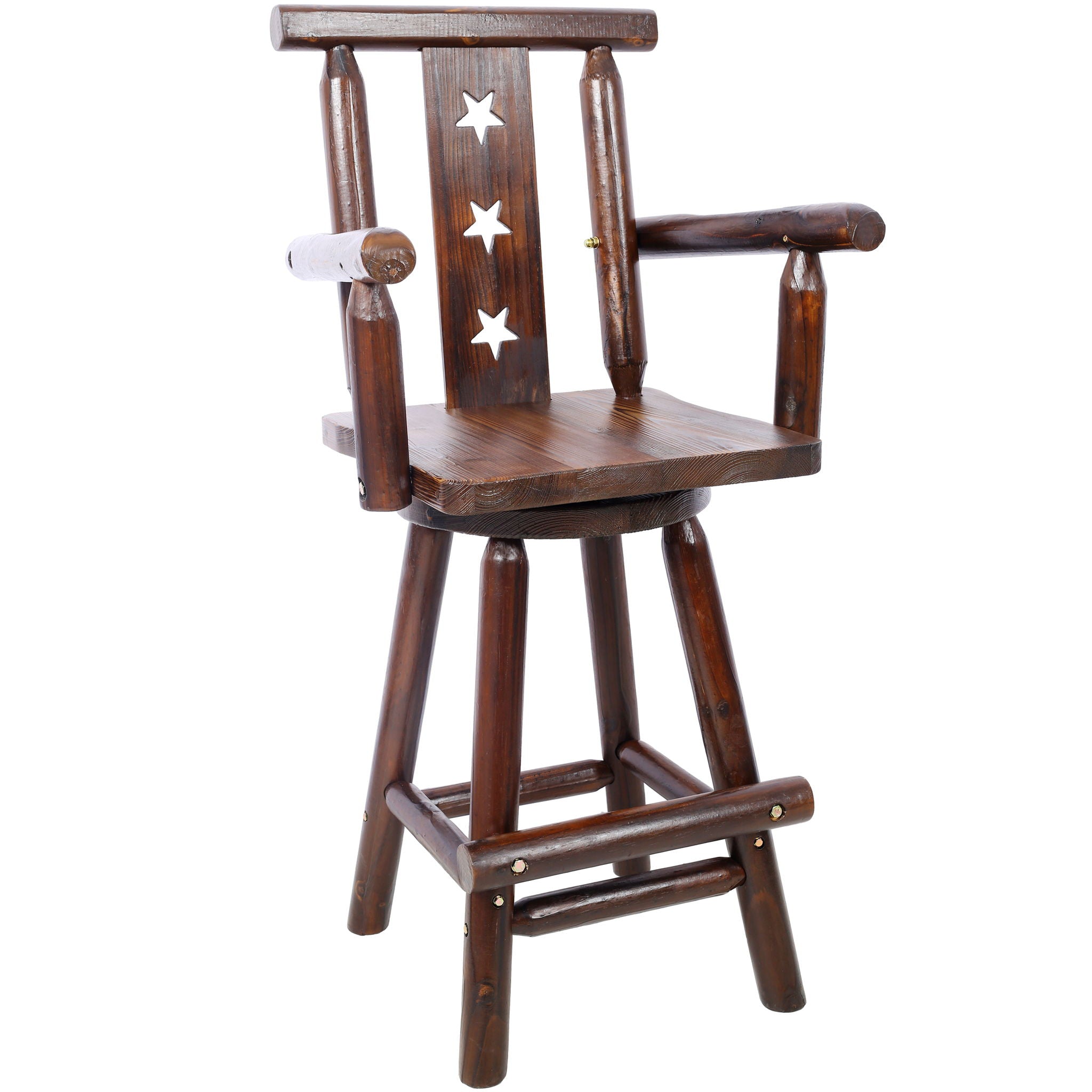 Rustic Tall Bistro Chair Decorative Star Backrest And Footrest, Fir Wood, 4 Foot - Brown - Best Buy Furniture
