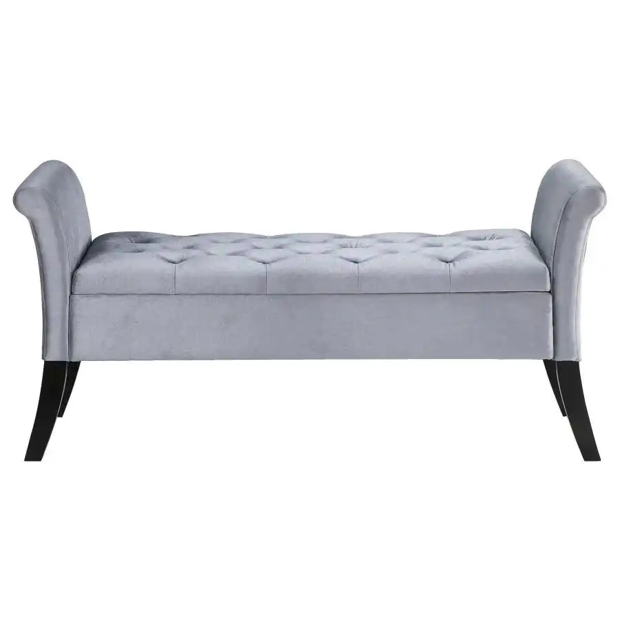 Farrah - Velvet Upholstered Rolled Arm Storage Bench - Best Buy Furniture