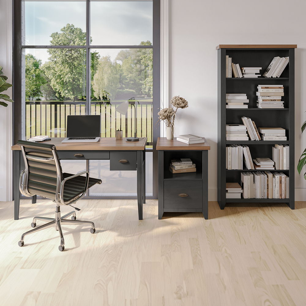 Essex - High 5 Shelf Bookcase - Black, Whiskey - Best Buy Furniture