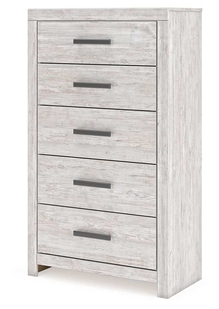Cayboni - Five Drawer Chest - Whitewash - Best Buy Furniture