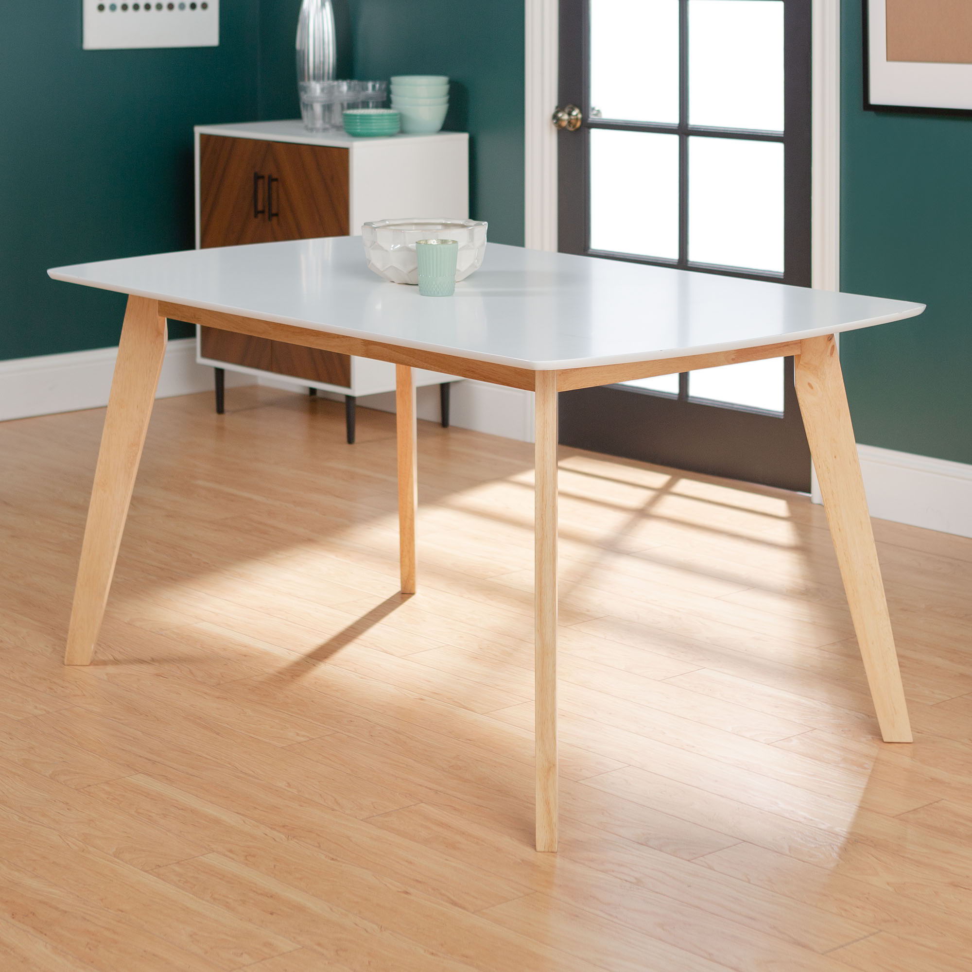 Contemporary Solid Wood Two Tone Dining Table - White - Best Buy Furniture