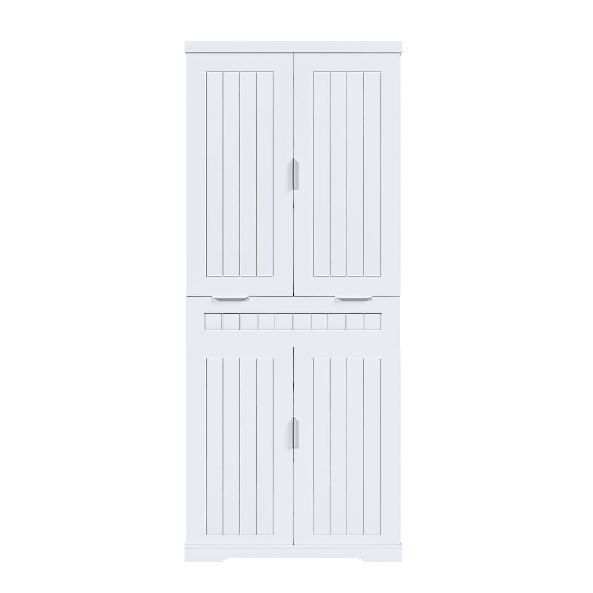 Farmhouse Style Pantry Cabinet With Drawer 2 Cabinets & 6 Door Shelves Adjustable Shelves Freestanding Cupboard - White - Best Buy Furniture