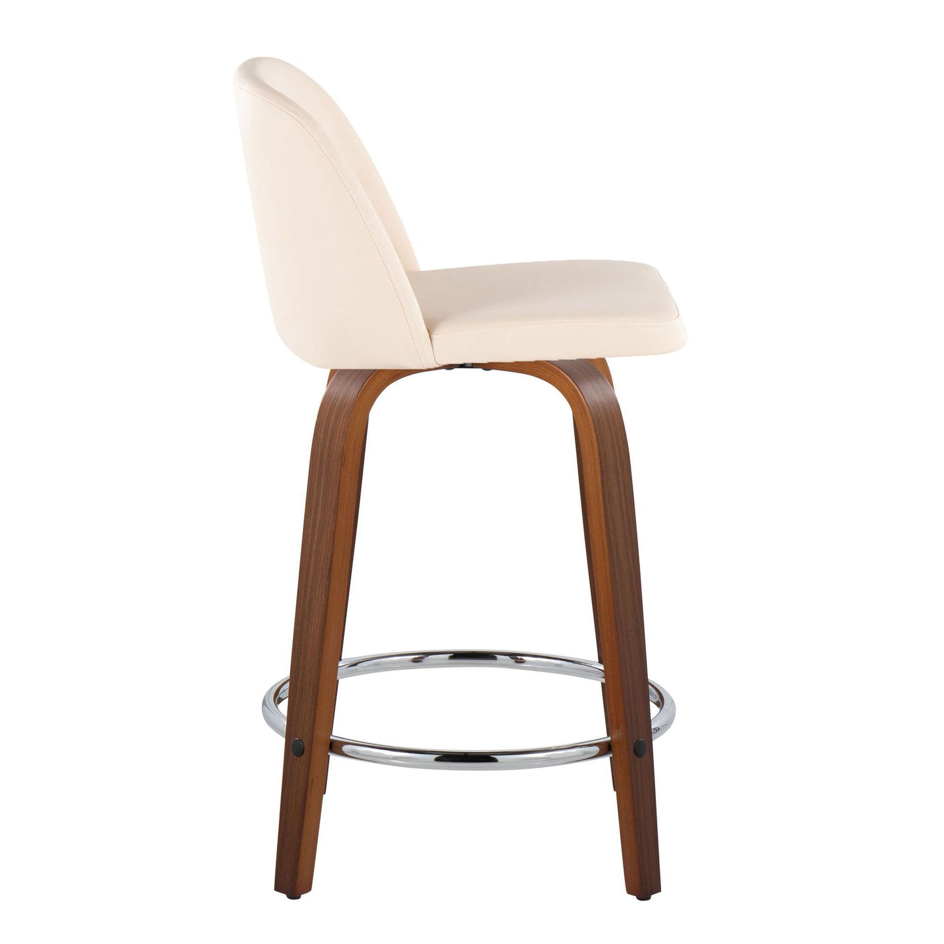 Toriano - Mid Century Modern Fixed Height Counter Stool With Swivel With Round Footrest (Set of 2) - Best Buy Furniture
