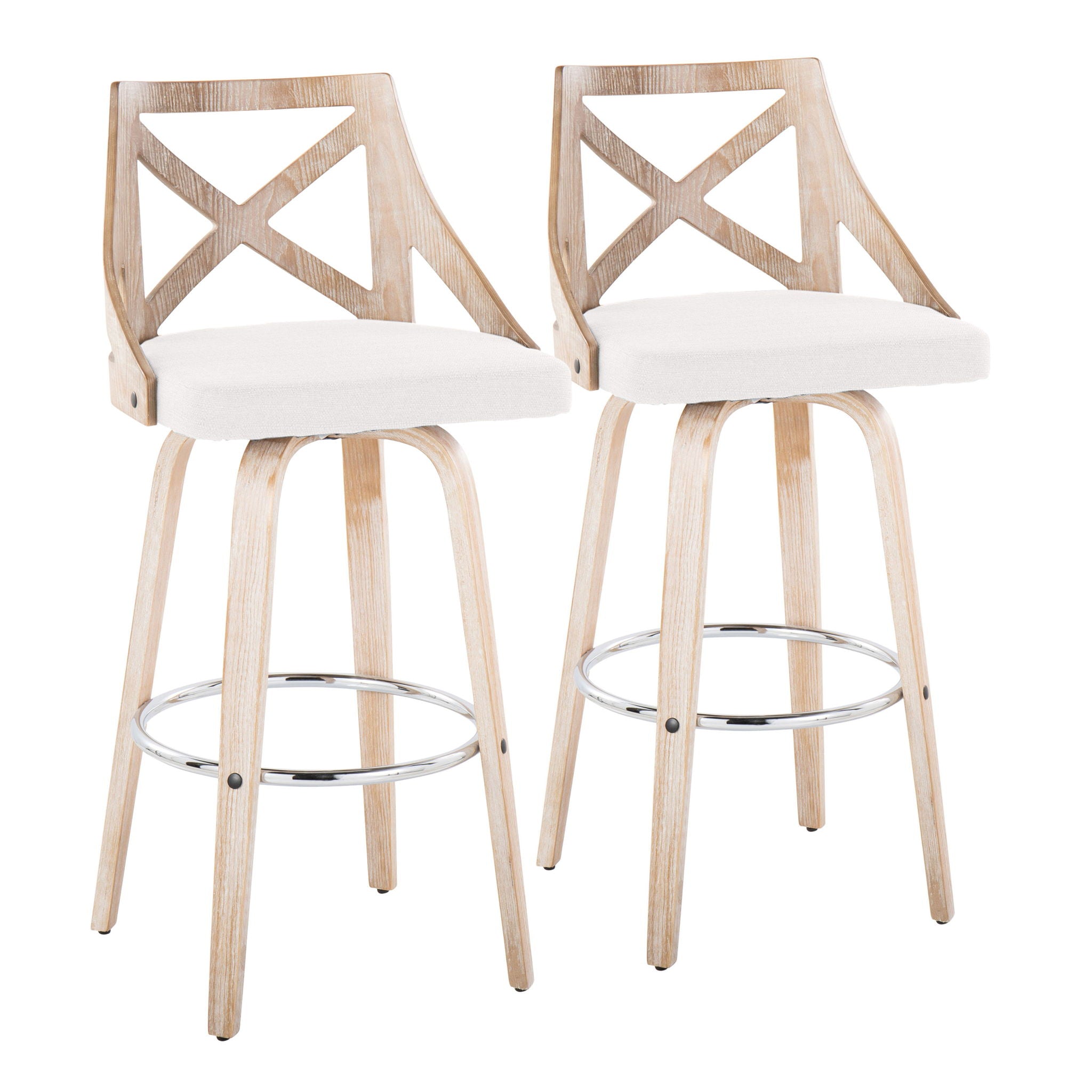 Charlotte - Farmhouse Fixed Height Bar Stool With Swivel And Round Footrest (Set of 2) - Best Buy Furniture