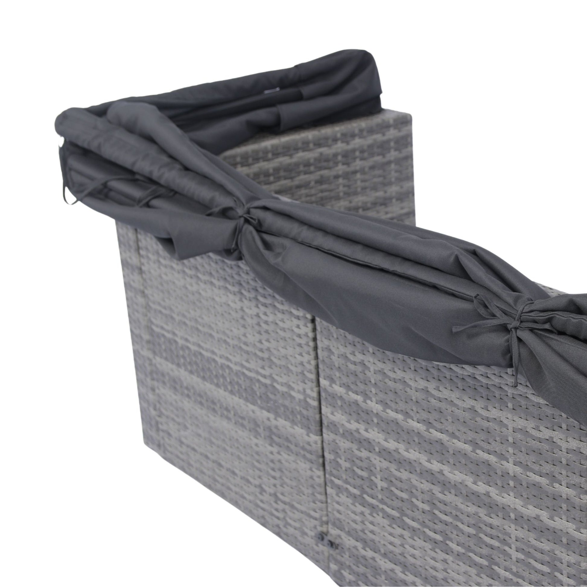 7 Piece Patio Furniture Set With Retractable Canopy Wicker Rattan Sectional Sofa Set Patio Furniture With Washable Cushions For Lawn, Garden, Backyard, Poolside Wicker And Cushion - Gray / Black - Best Buy Furniture