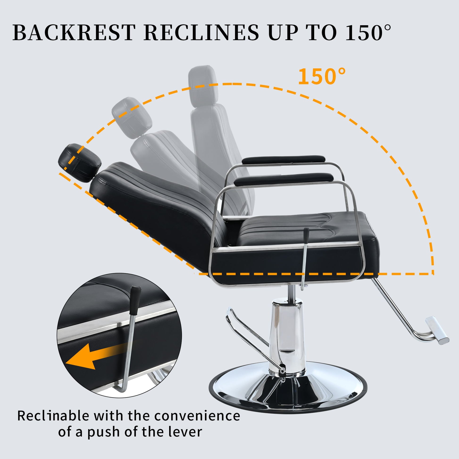 Premium Reclining Barber Chair Salon Chair For Hair Stylist With Heavy Duty Hydraulic Pump, 360° Rotation, Tattoo Chair Shampoo Beauty Salon Equipment, Max Load Weight 400 Lbs - Best Buy Furniture