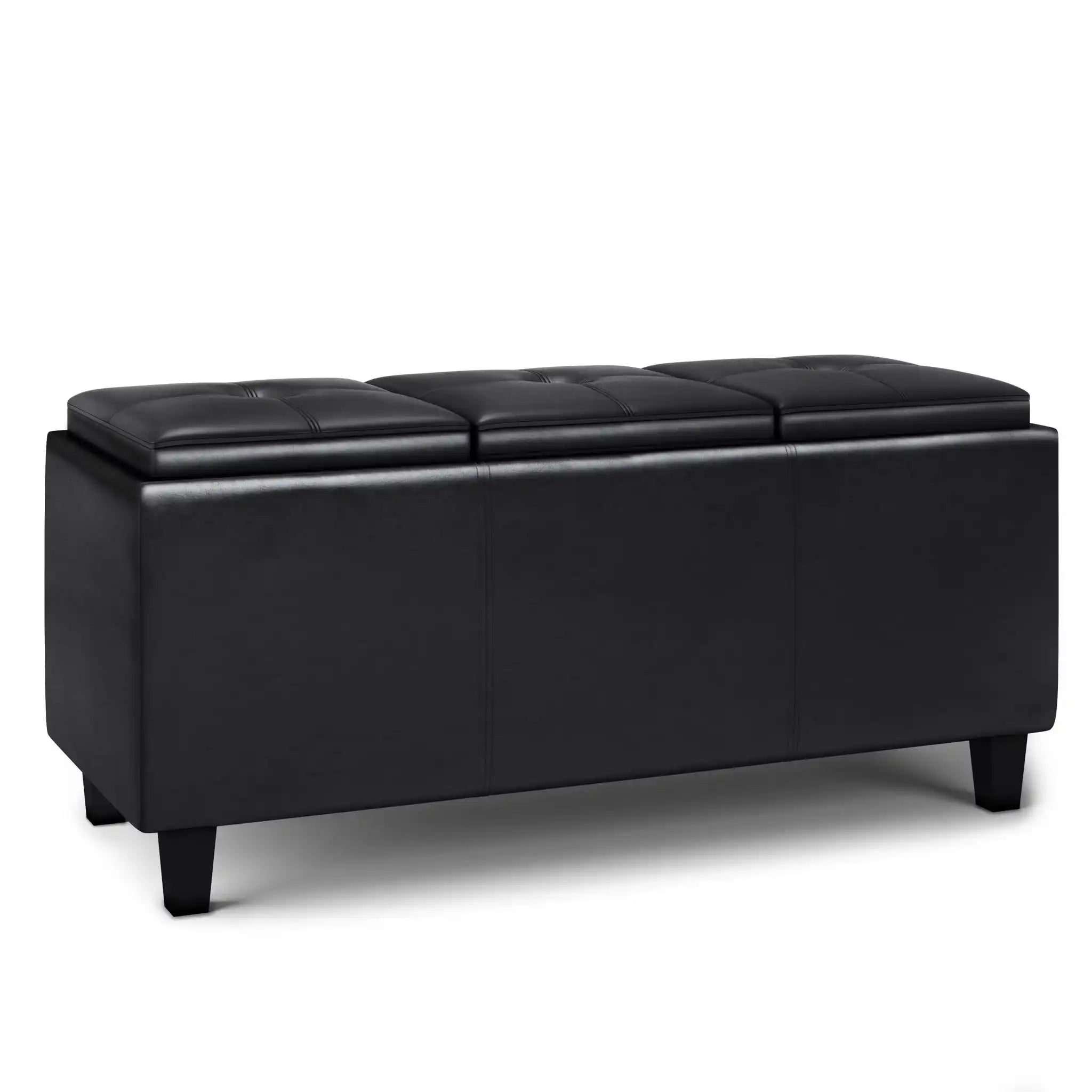 Avalon - Tray Storage Ottoman With Lift Up Lids - Midnight Black - Best Buy Furniture