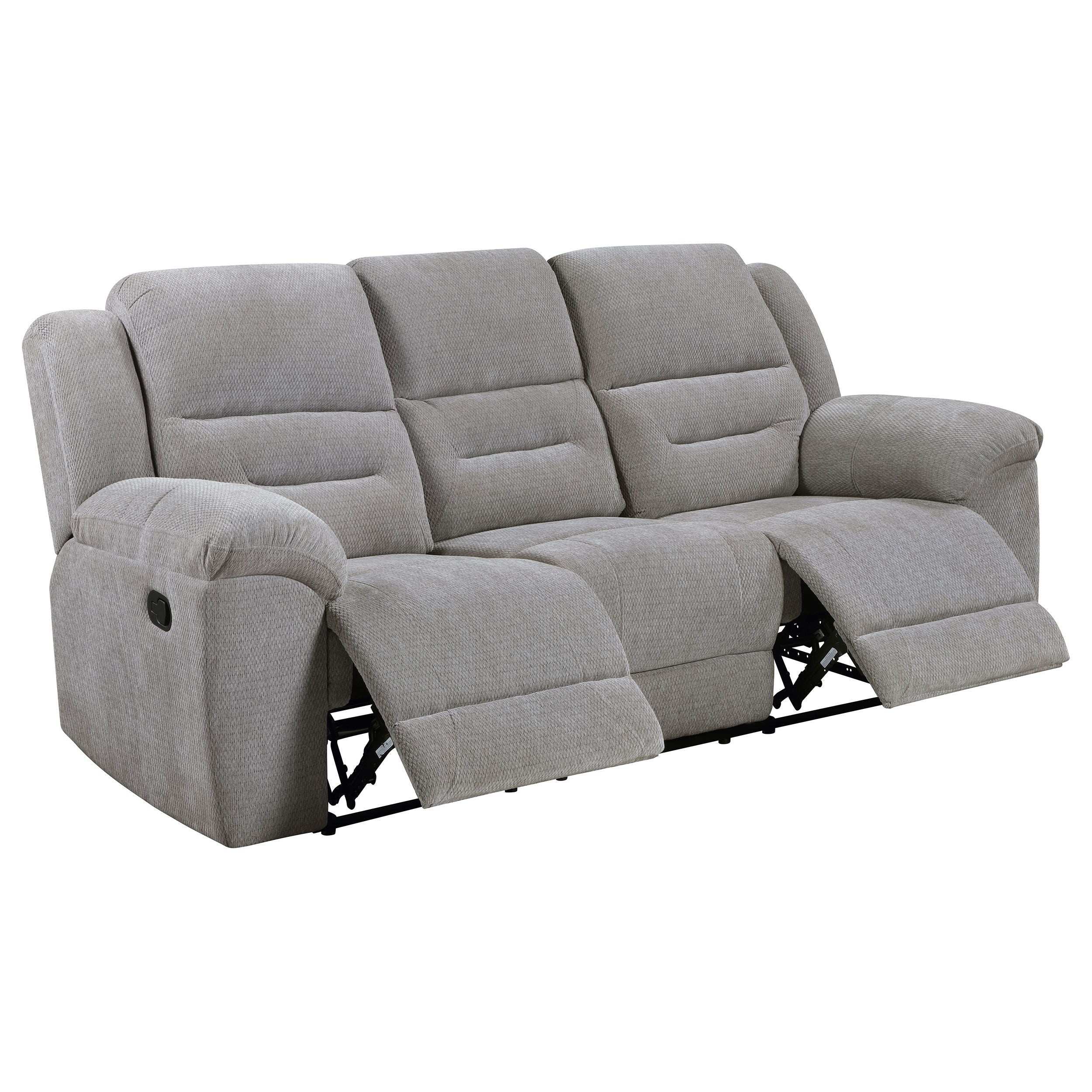 Gilson - Chenille Upholstered Reclining Sofa - Gray - Best Buy Furniture
