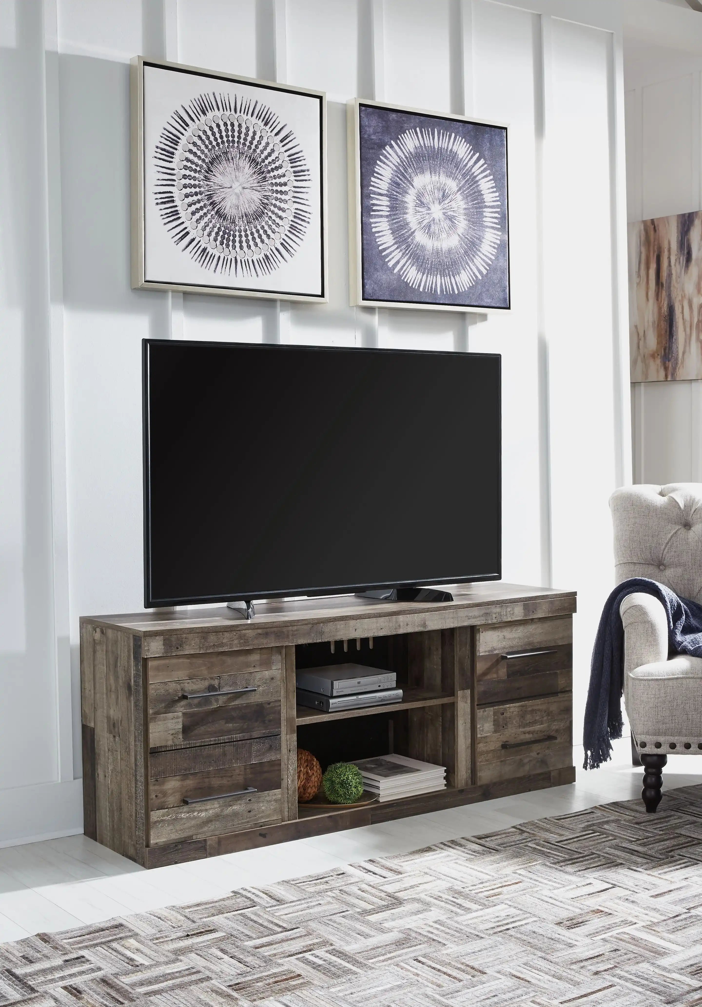 Derekson - LG TV Stand w/Fireplace Option - Multi Gray - Best Buy Furniture