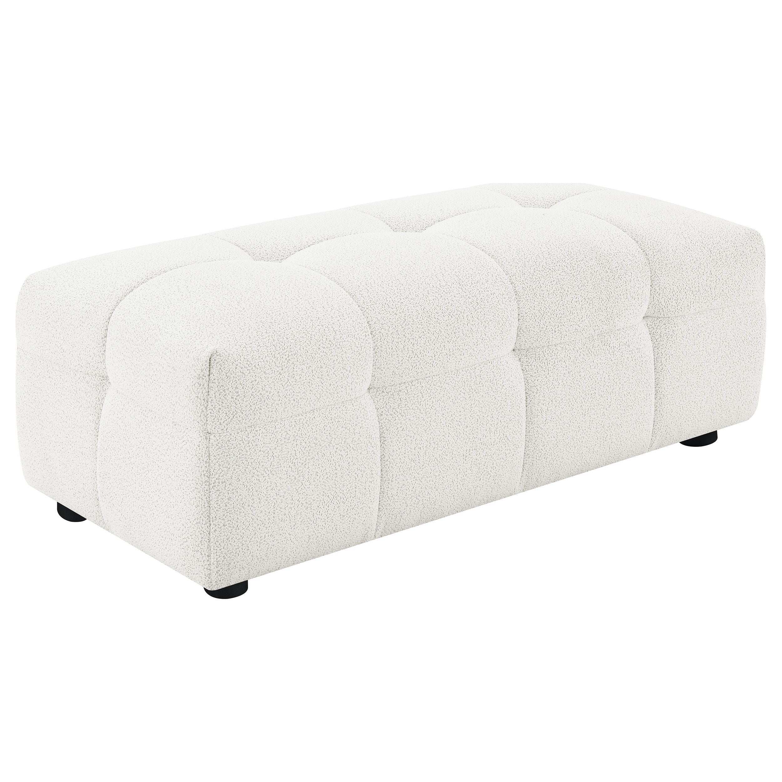 Everly - Boucle Upholstered Rectangular Ottoman - White - Best Buy Furniture