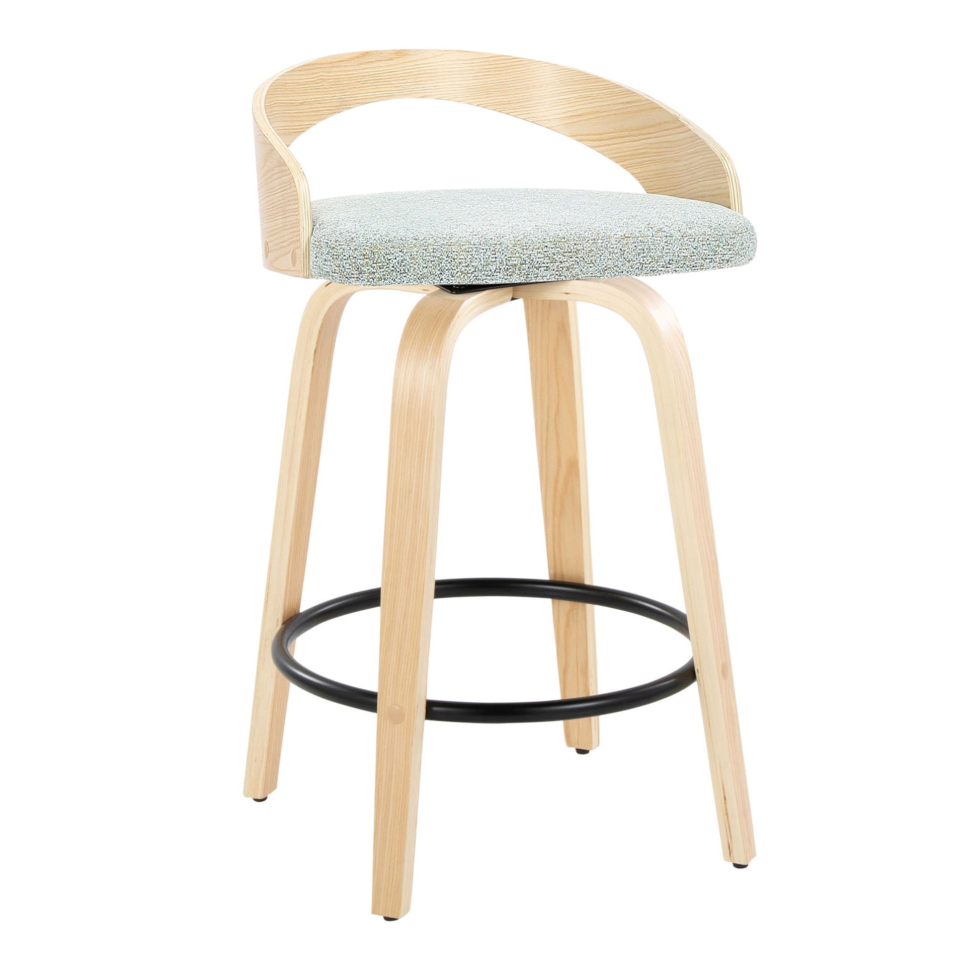 Grotto - Mid-Century Modern Fixed Height Counter Stool Swivel &h Round Footrest - Best Buy Furniture