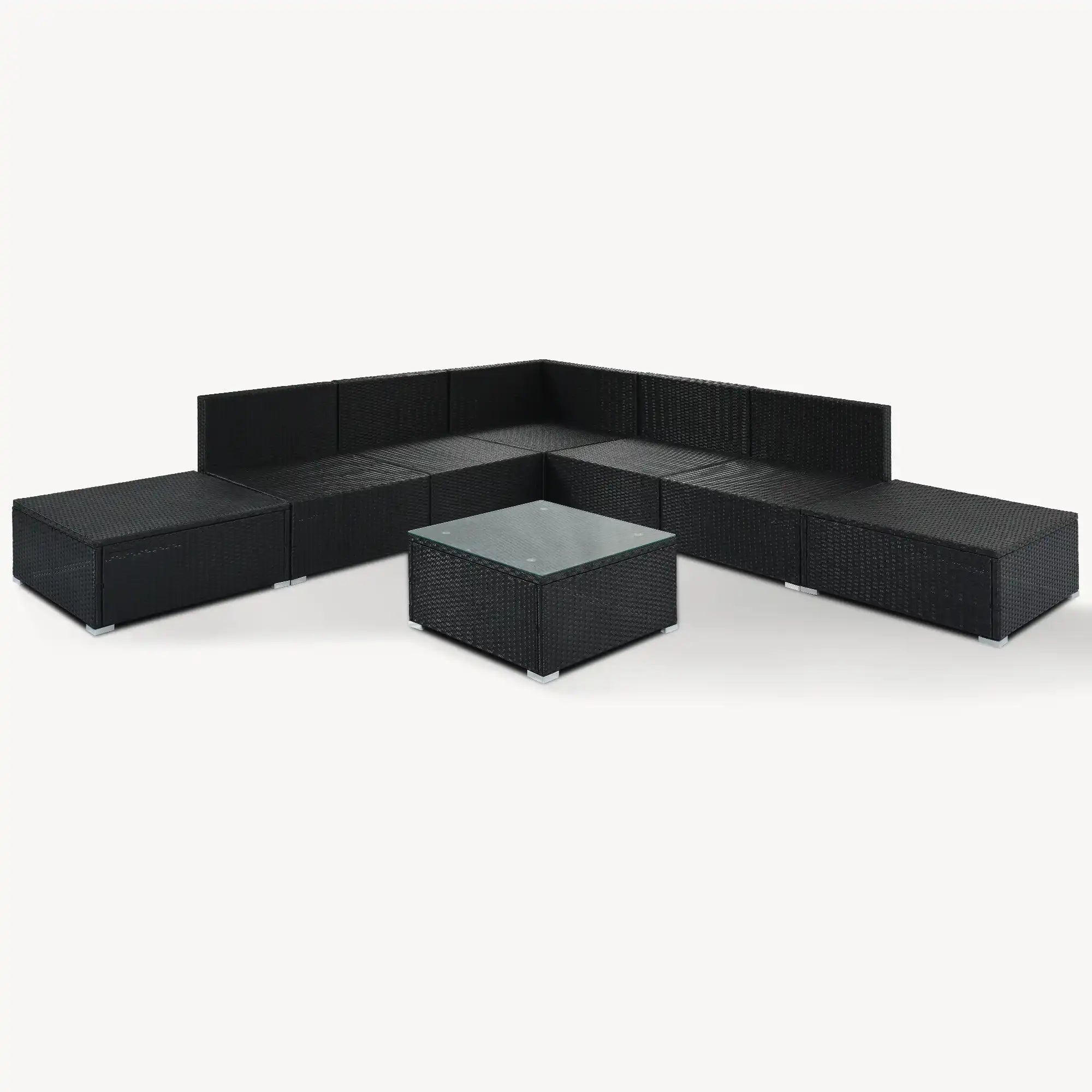 8 Piece Wicker Patio Sofa Set, Gray Cushions - Best Buy Furniture