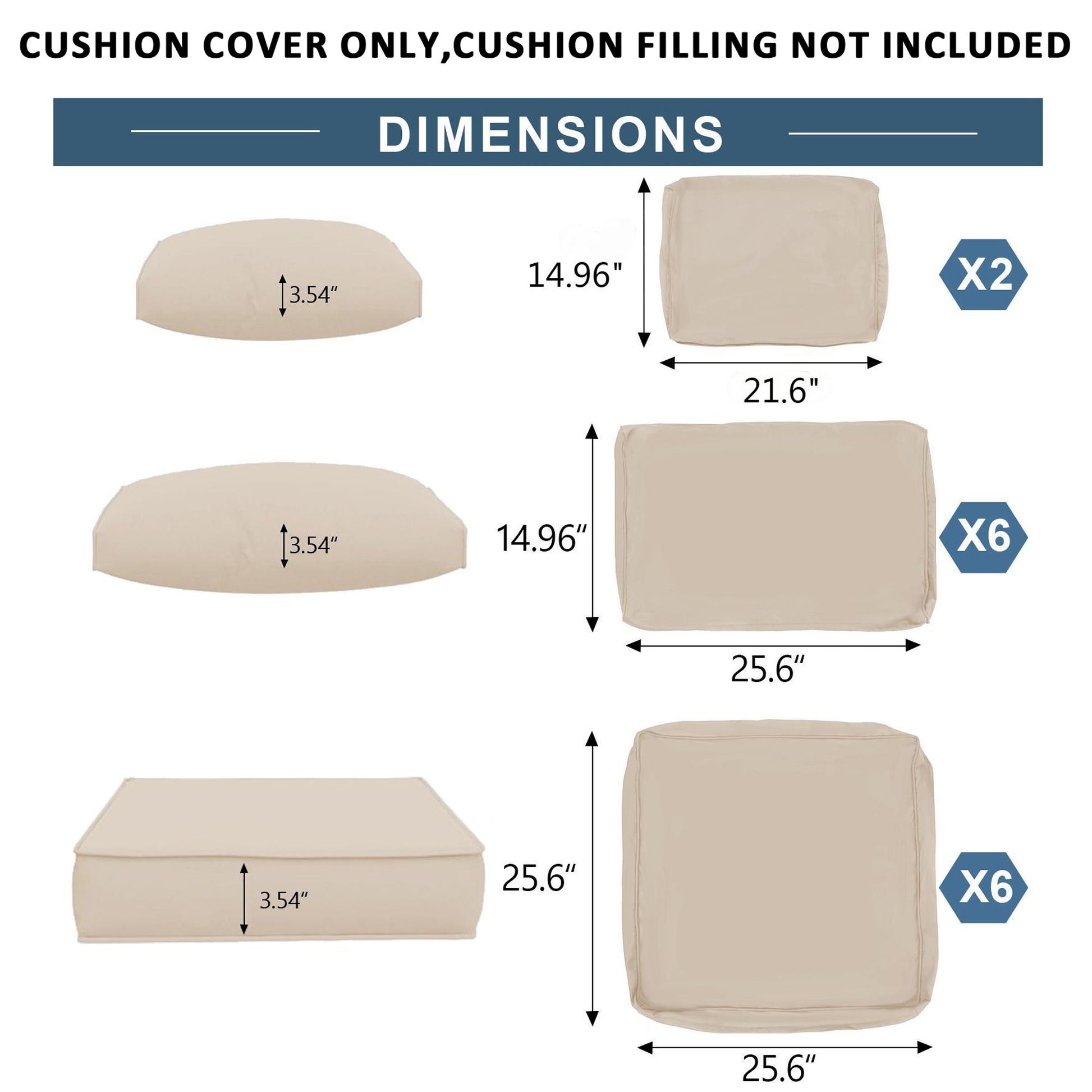 Outdoor Deep Seat Cushions For Patio Furniture Replacement, Cushion Set For Sectionals - Best Buy Furniture