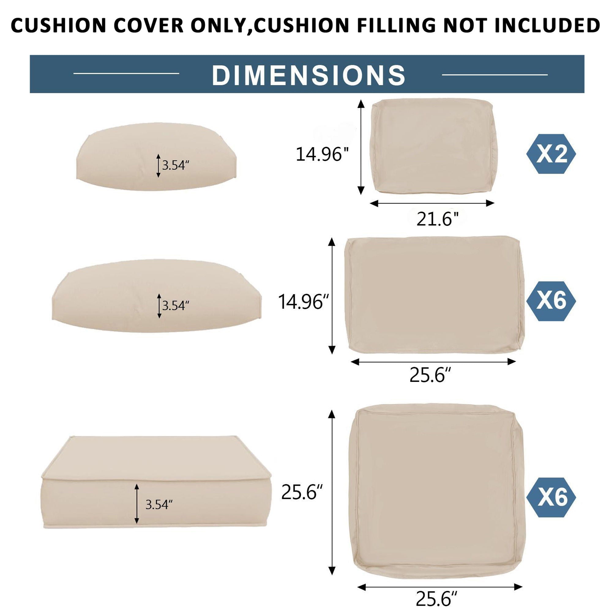 Outdoor Deep Seat Cushions For Patio Furniture Replacement, Cushion Set For Sectionals - Best Buy Furniture
