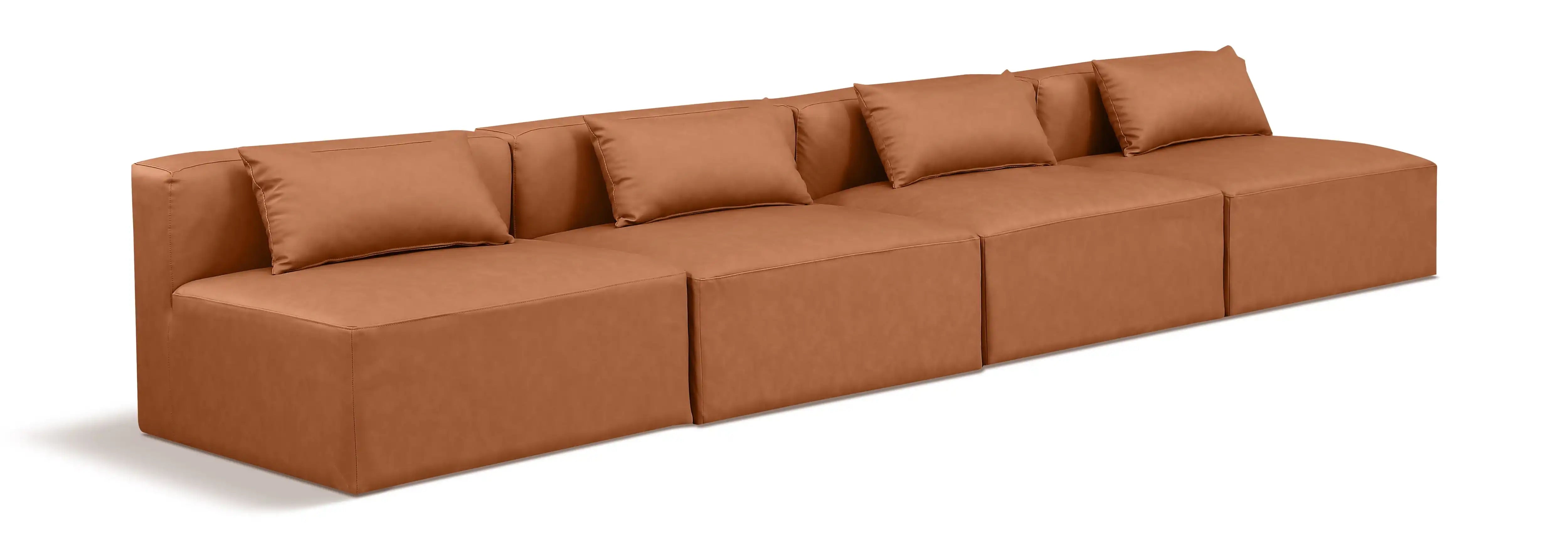 Cube - Modular 4 Piece Armless Sofa - Cognac - Best Buy Furniture