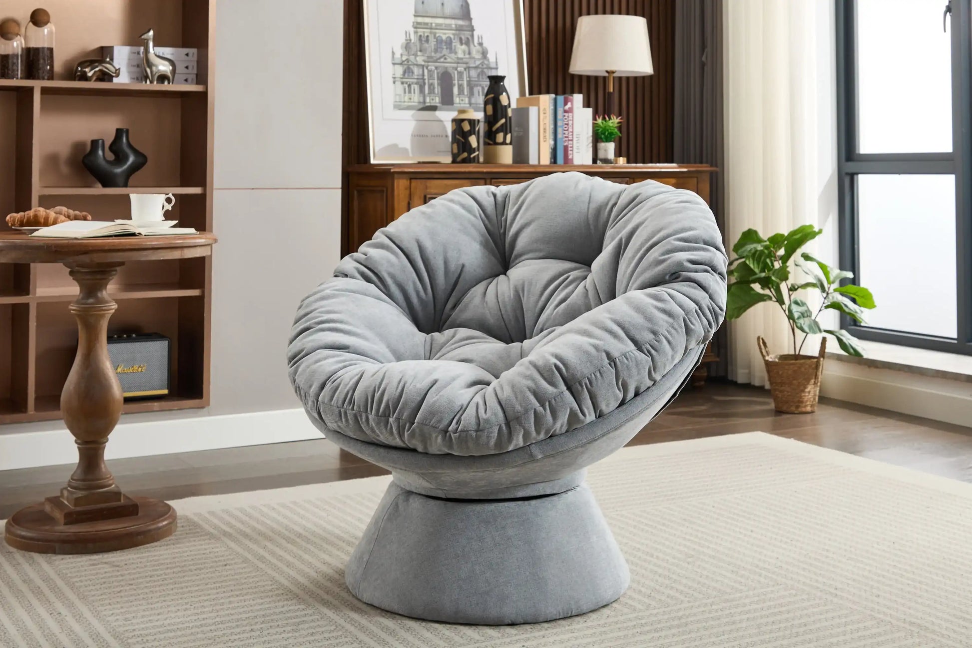 Papasan Oversized Swivel Accent Chair 360 Swivel Barrel Chair - Best Buy Furniture