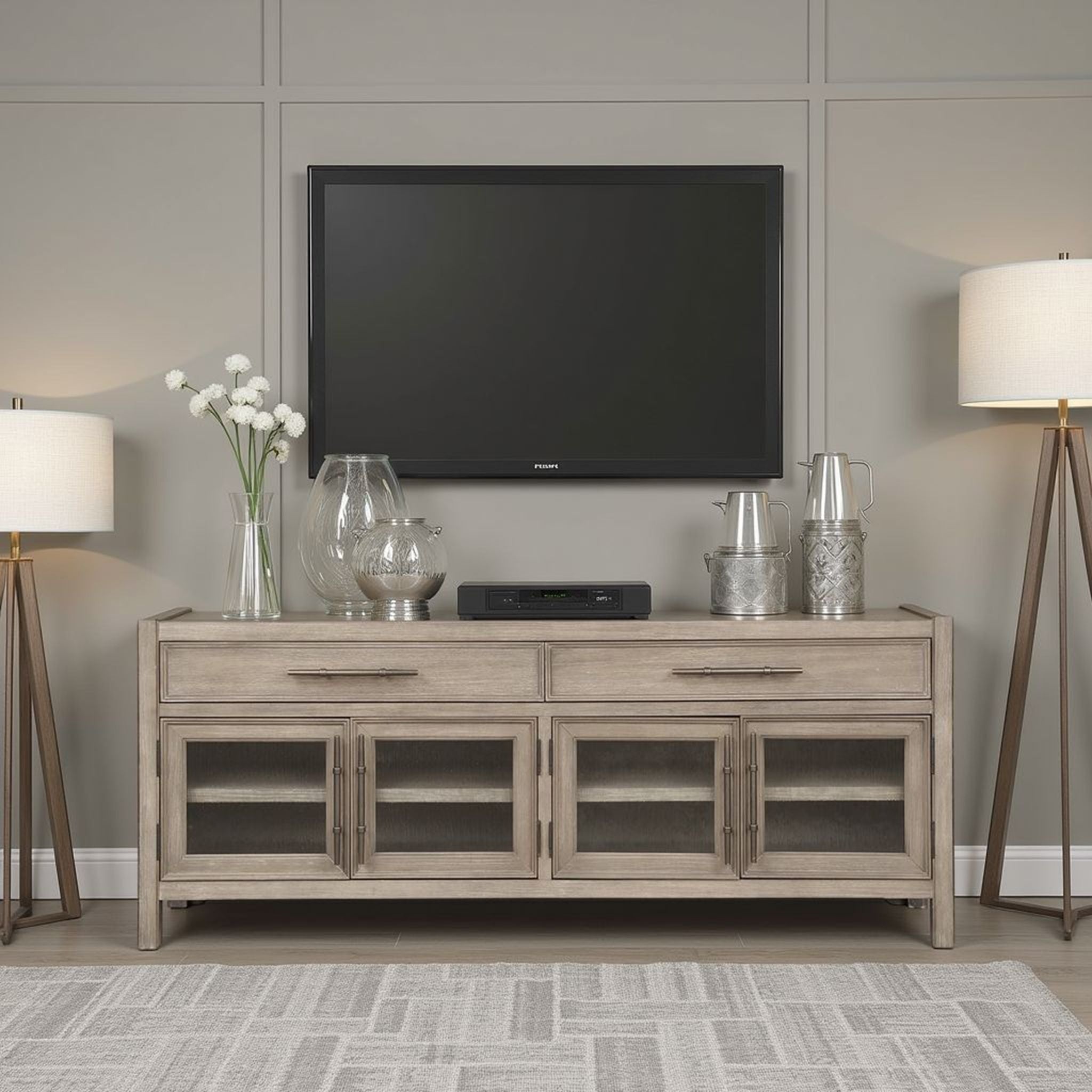 Cypress Lane - TV Stand Console - White Oak - Best Buy Furniture
