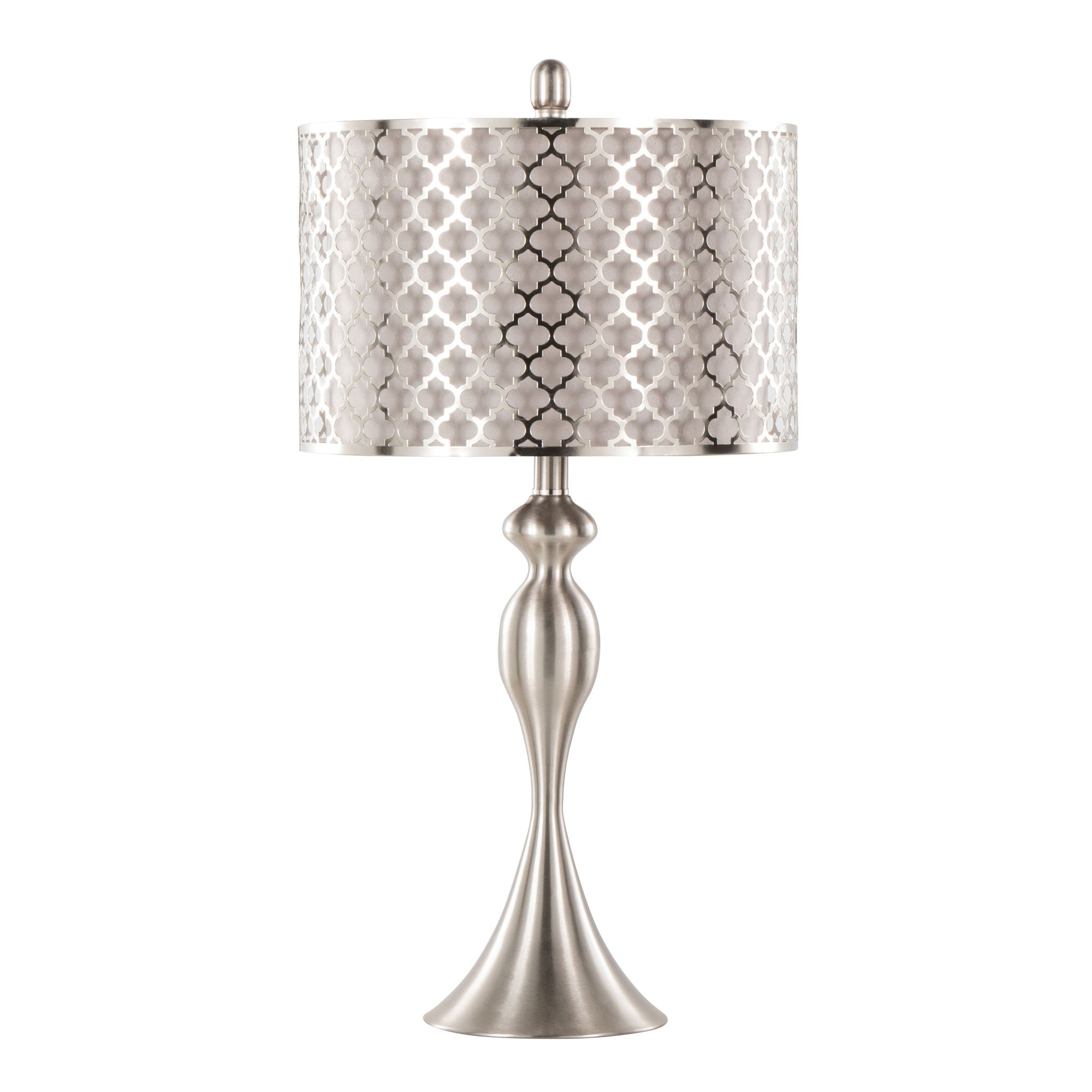 Ashland - Contemporary Table Lamp Laser Cut (Set of 2) - Nickel / Light Gray - Best Buy Furniture