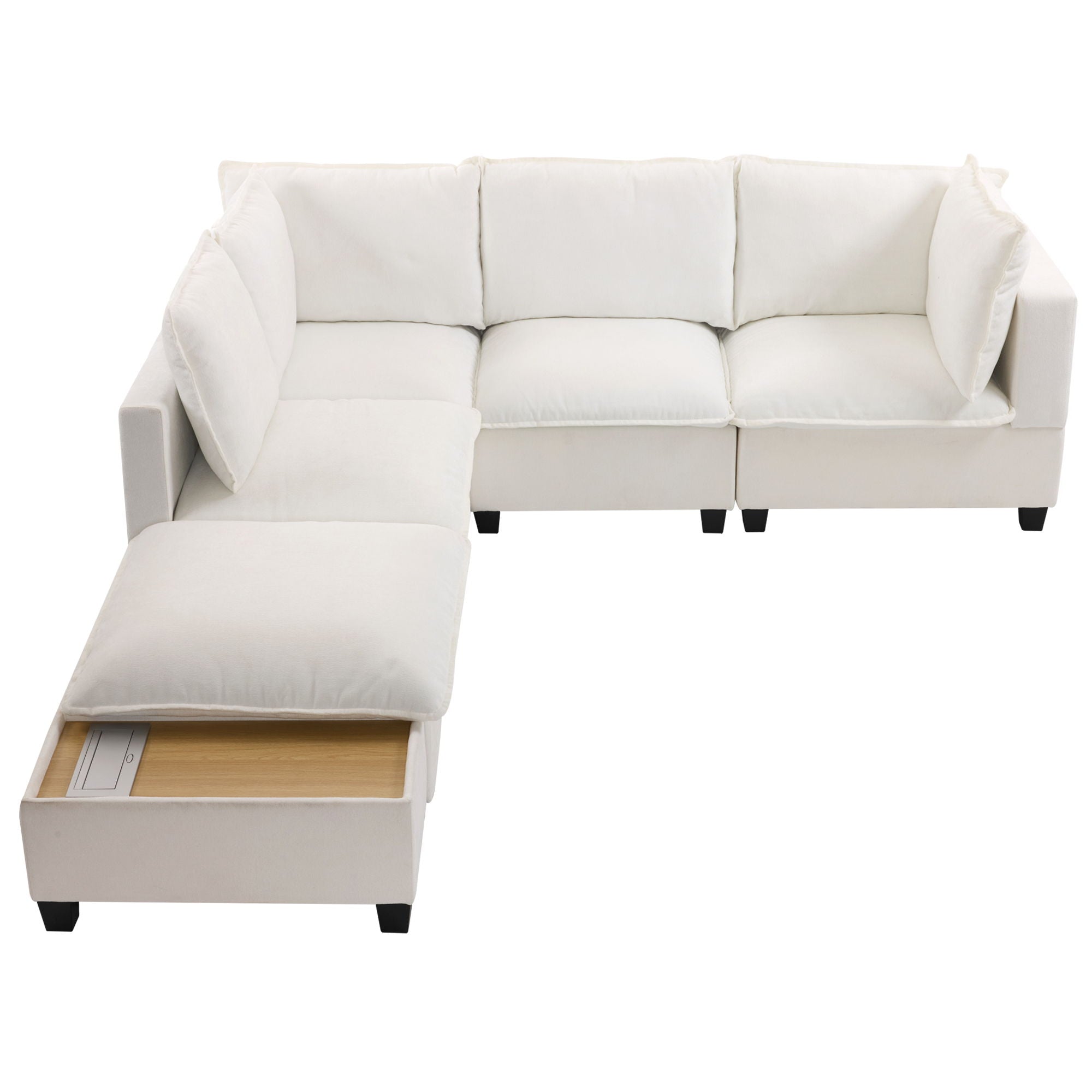 U-Shaped Sectional Modular Sofa With A Movable Ottoman, A Coffee Table With Hidden Charging Devices For Living Room - Best Buy Furniture