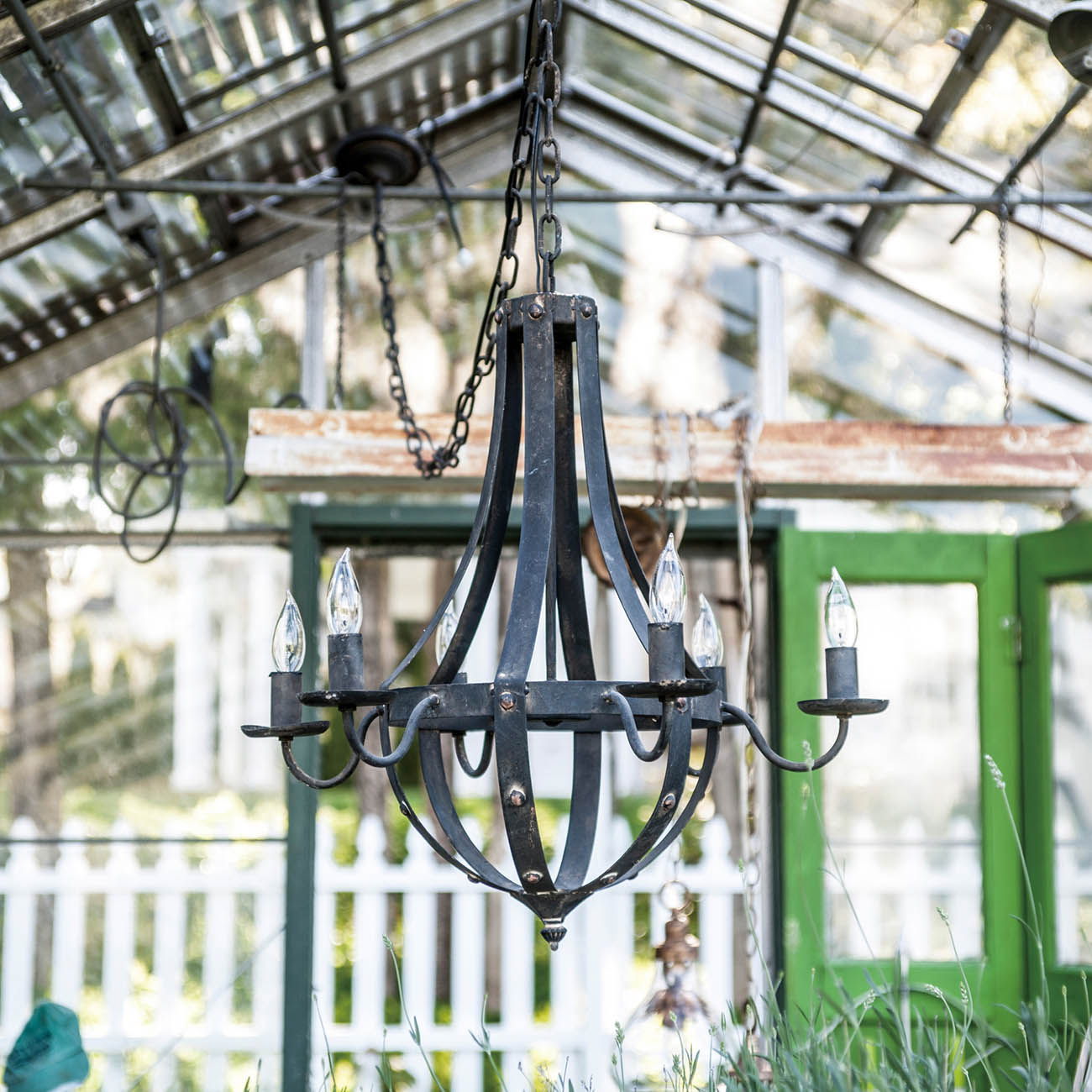 6 Light Metal Chandelier, Hanging Light Fixture With Adjustable Chain For Kitchen, Bulb Not Included - Black - Best Buy Furniture