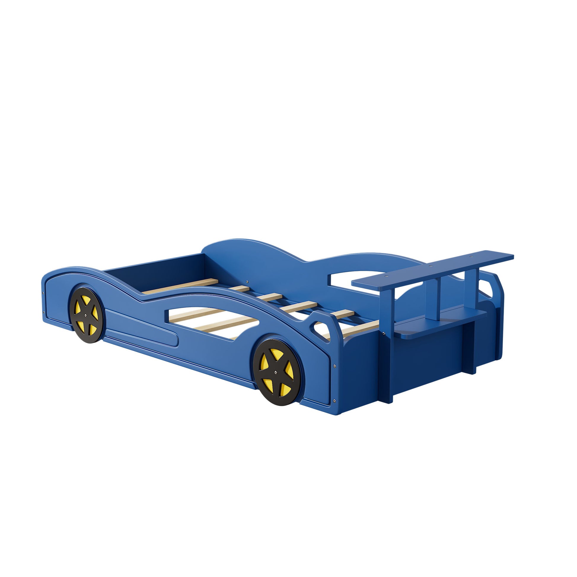 Wooden Race Car Bed, Car Shaped Platform Twin Bed With Wheels For Teens - Best Buy Furniture