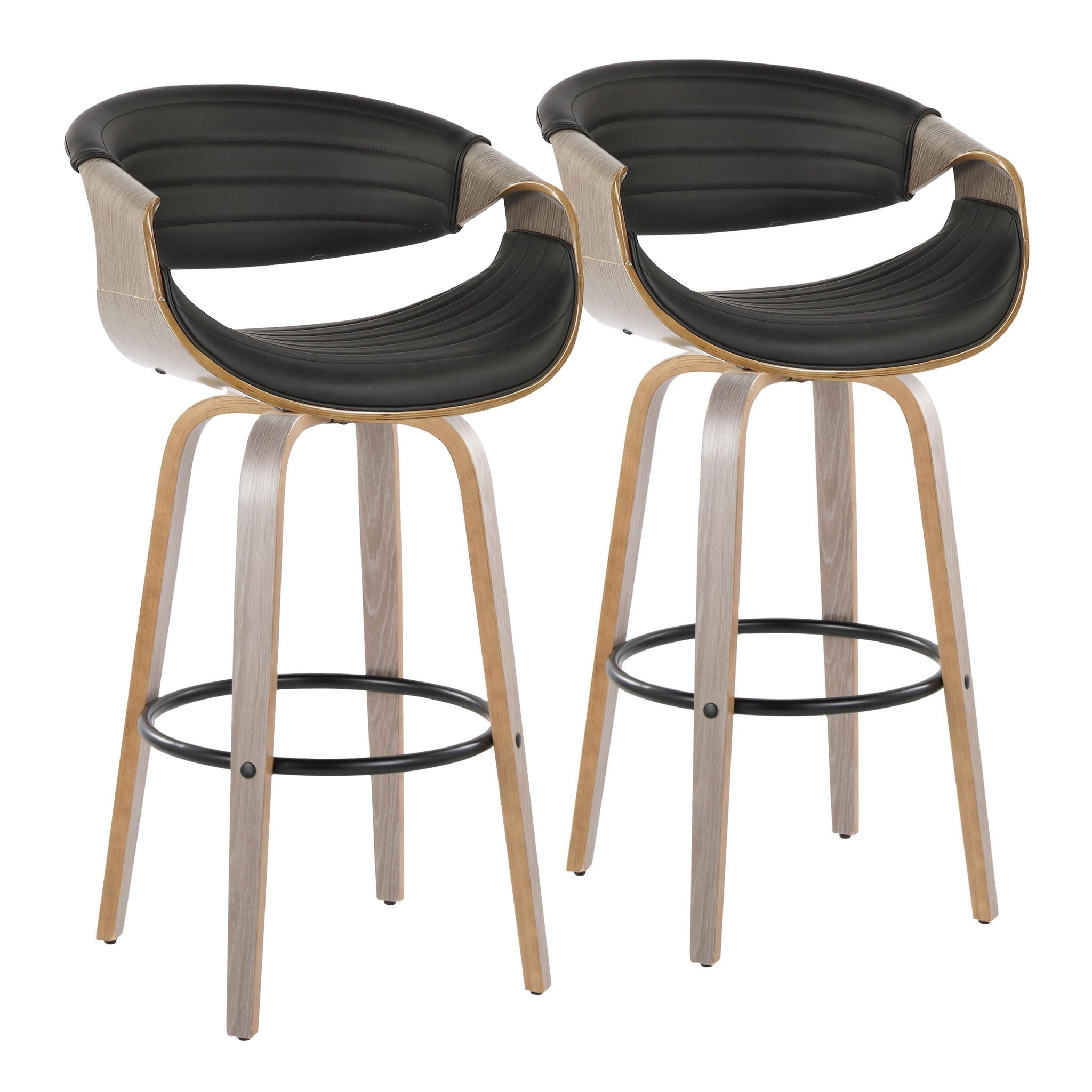 Symphony - Mid-Century Modern Fixed Height Barstool With Swivel With Round Footrest (Set of 2) - Best Buy Furniture