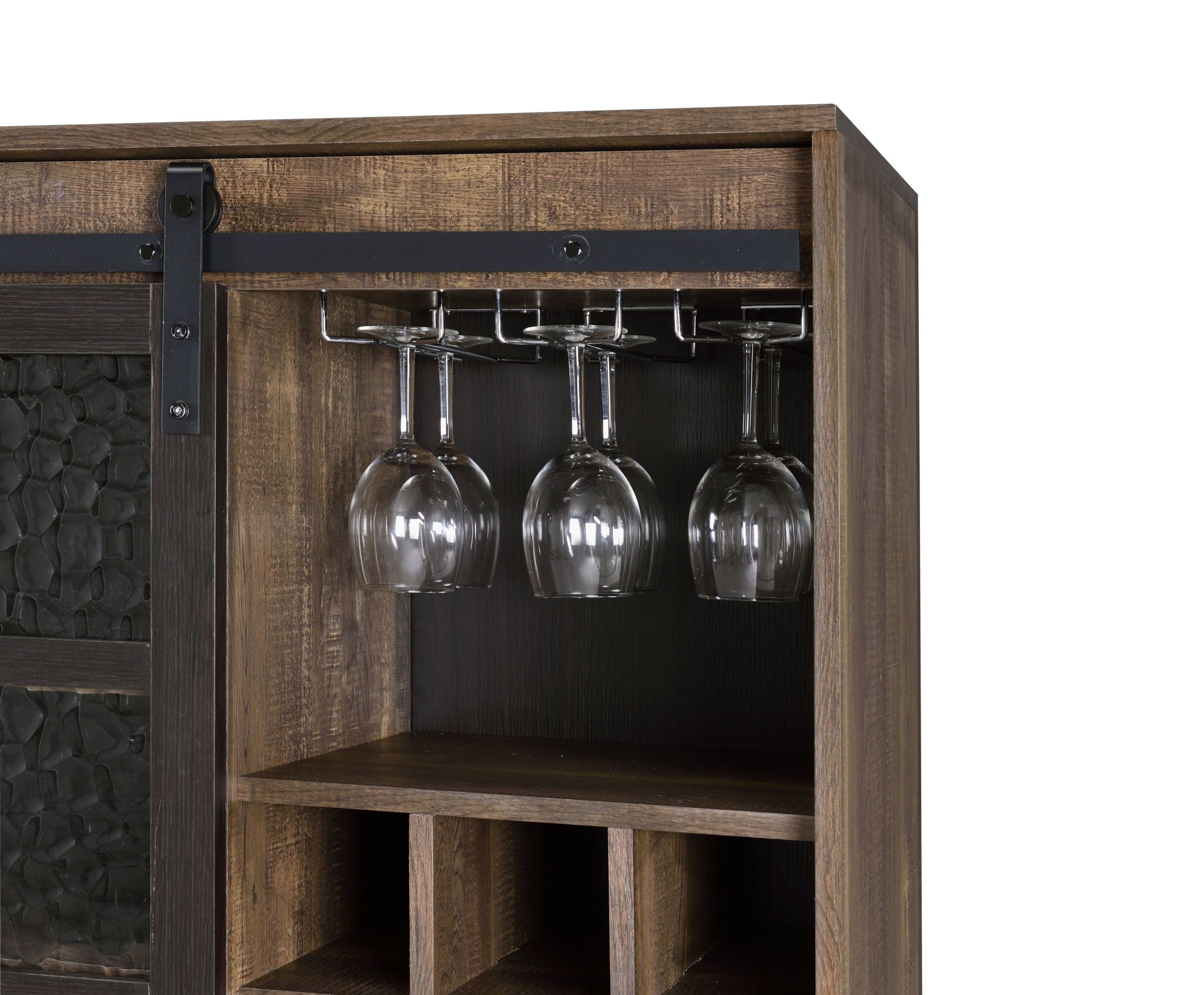 Treju Obscure - Glass, Rustic Wine Cabinet - Black / Oak - Best Buy Furniture