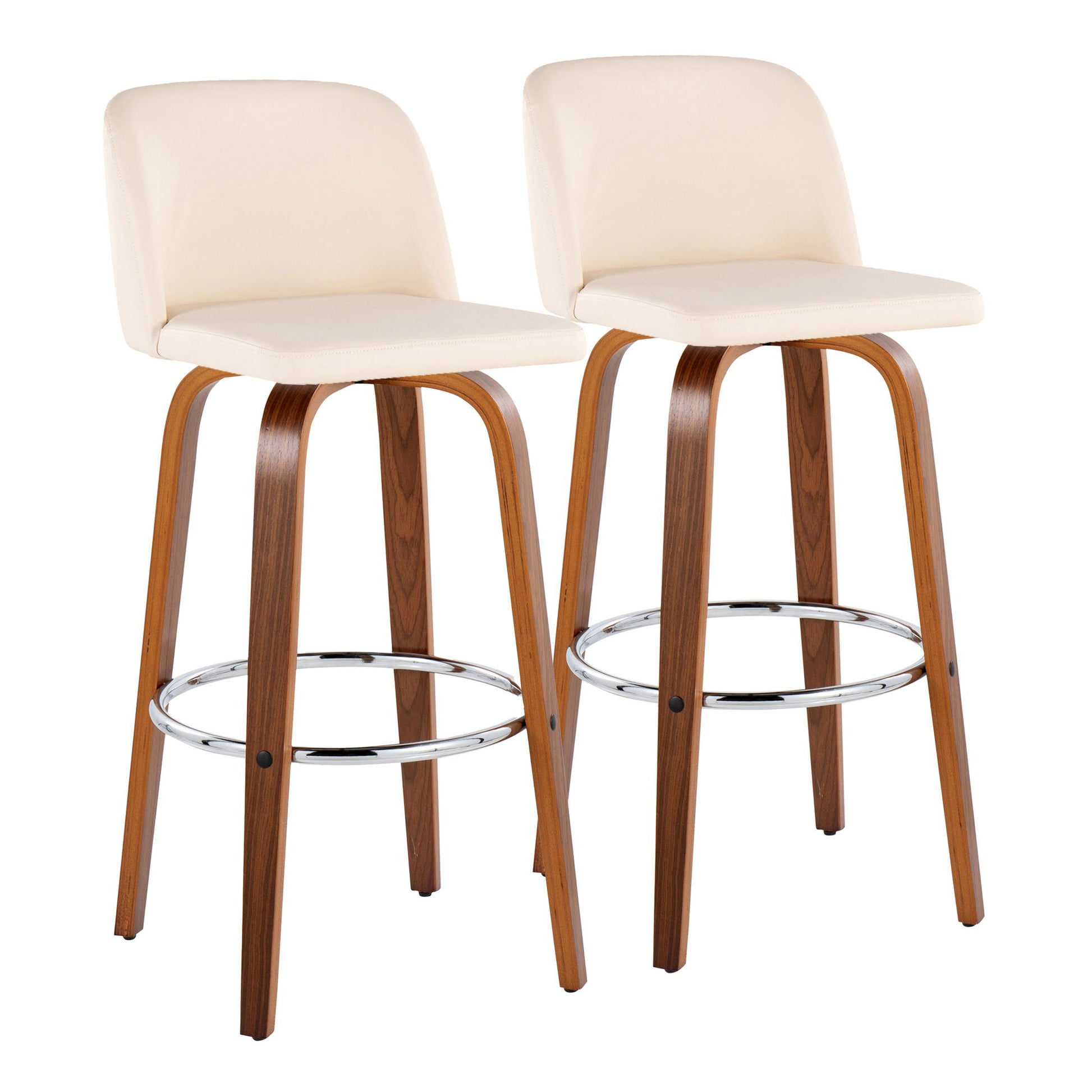 Toriano - Mid Century Modern Fixed Height, Barstool With Swivel With Round Footrest (Set of 2) - Best Buy Furniture
