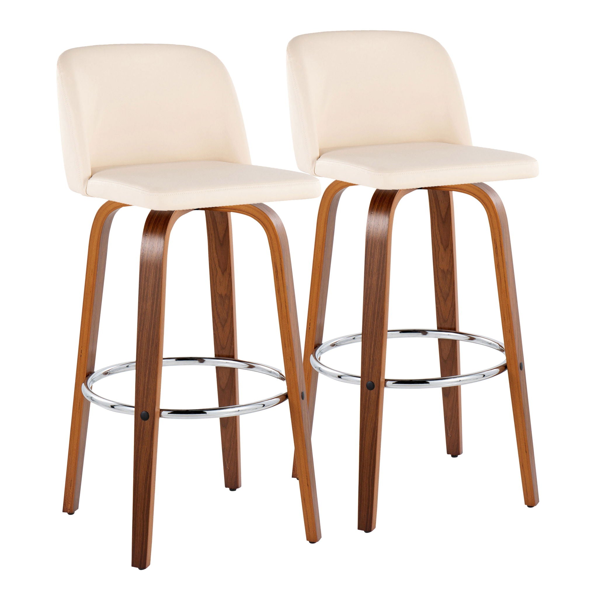 Toriano - Mid Century Modern Fixed Height, Barstool With Swivel With Round Footrest (Set of 2) - Best Buy Furniture