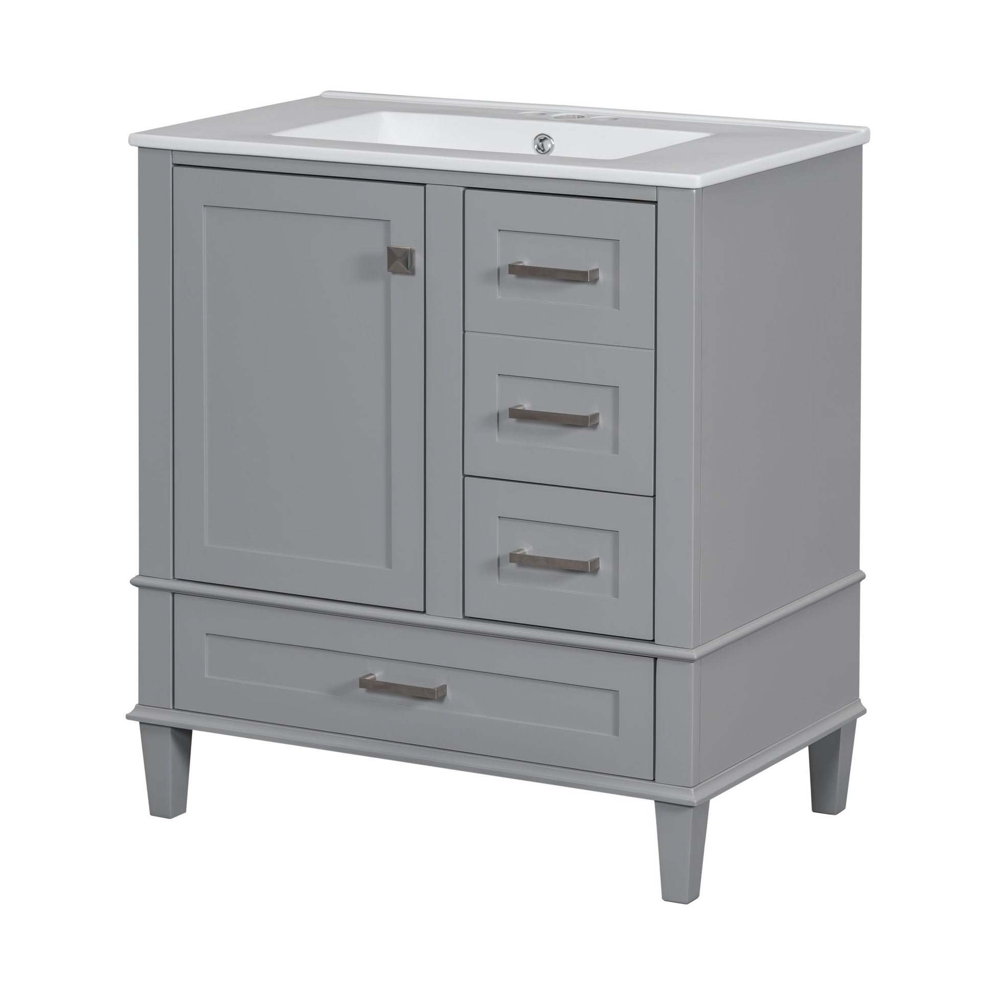 Bathroom Vanity, Modern Bathroom Cabinet With Sink Combo Set, Bathroom Storage Cabinet With A Soft Closing Door And 3 Drawers, Solid Wood Frame - Best Buy Furniture