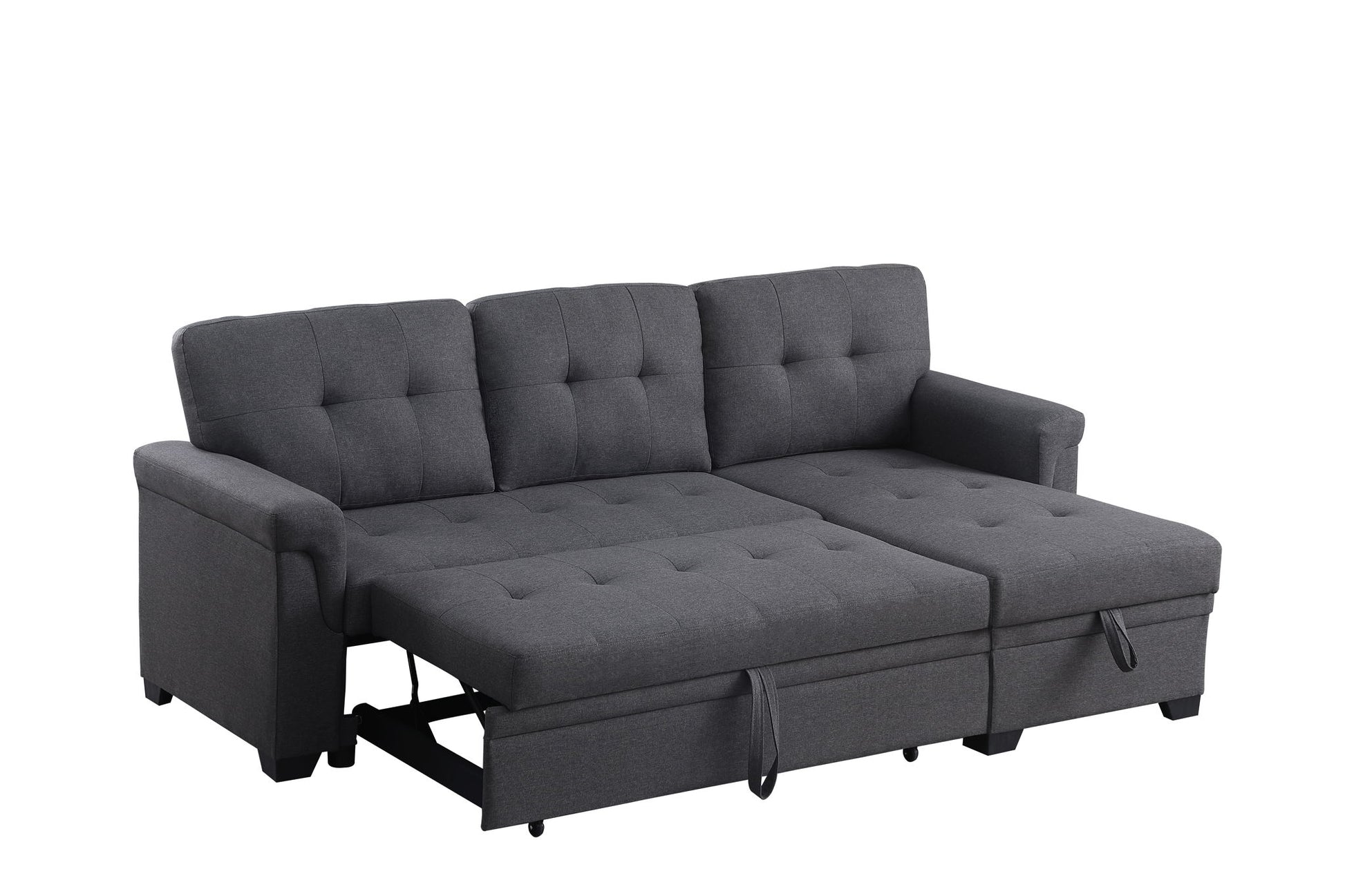 Lucca - Linen Reversible Sleeper Sectional Sofa With Storage Chaise - Best Buy Furniture