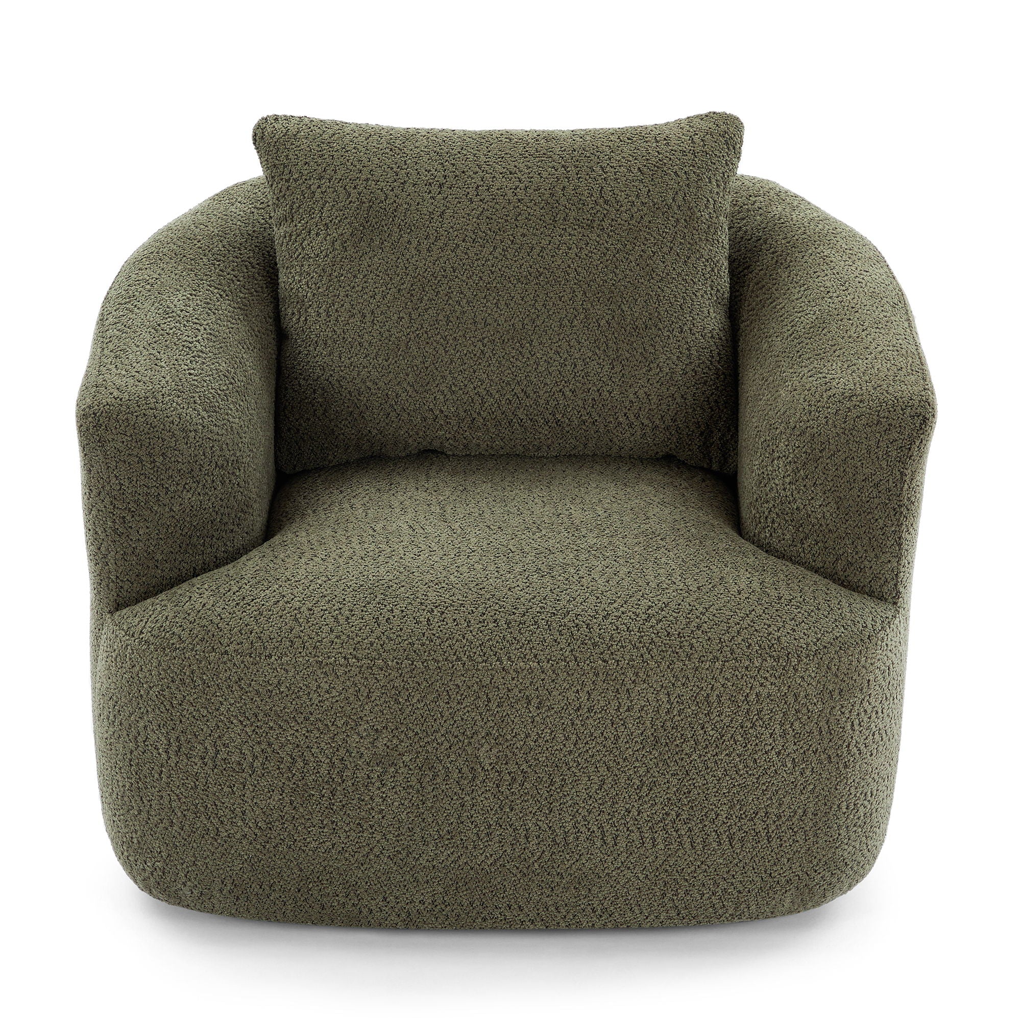 360° Swivel Barrel Sofa Chair With Throw Pillow, Chenille Upholstered Accent Chair - Best Buy Furniture