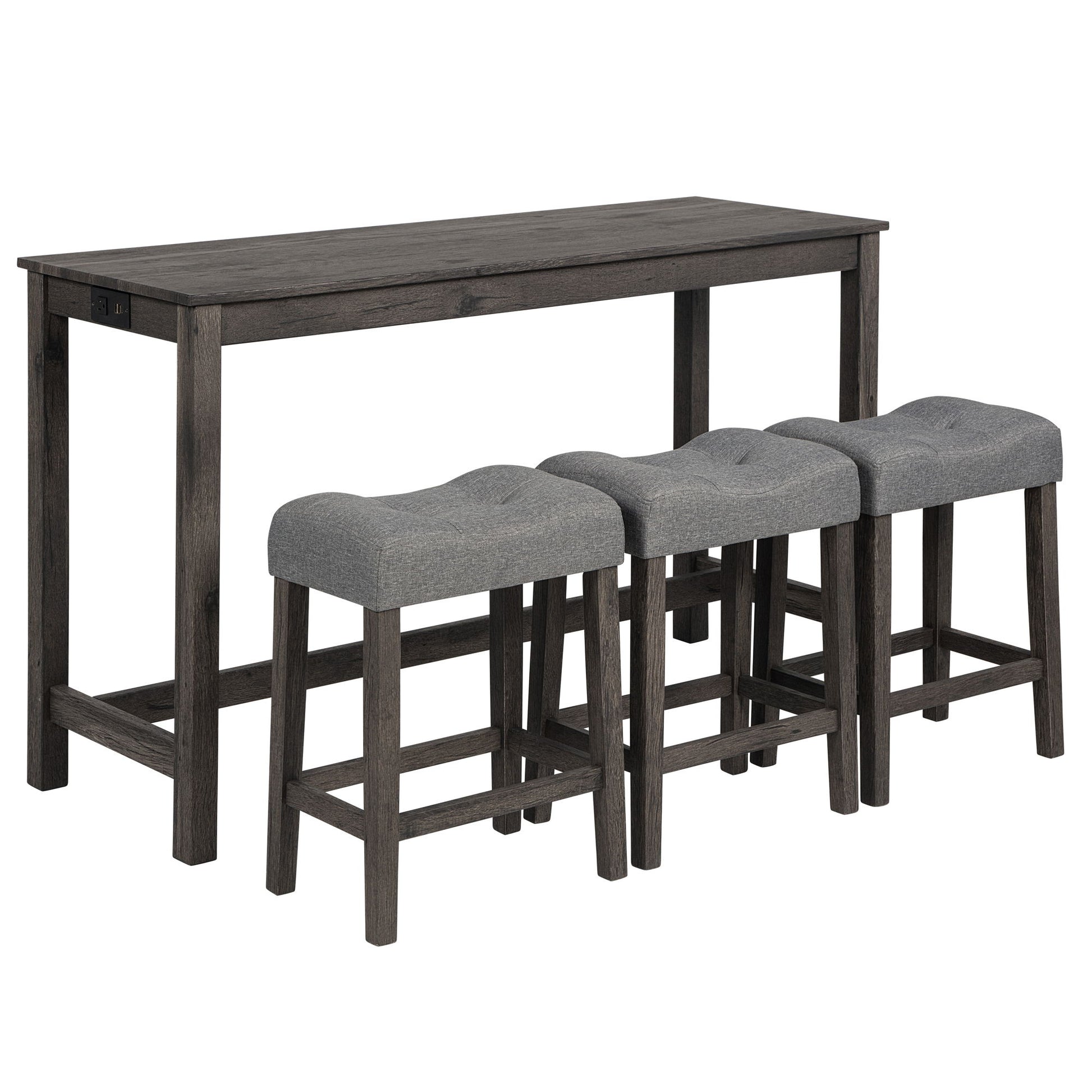 4 Piece Bar Table Set With Power Outlet, 3 Padded Stools - Best Buy Furniture