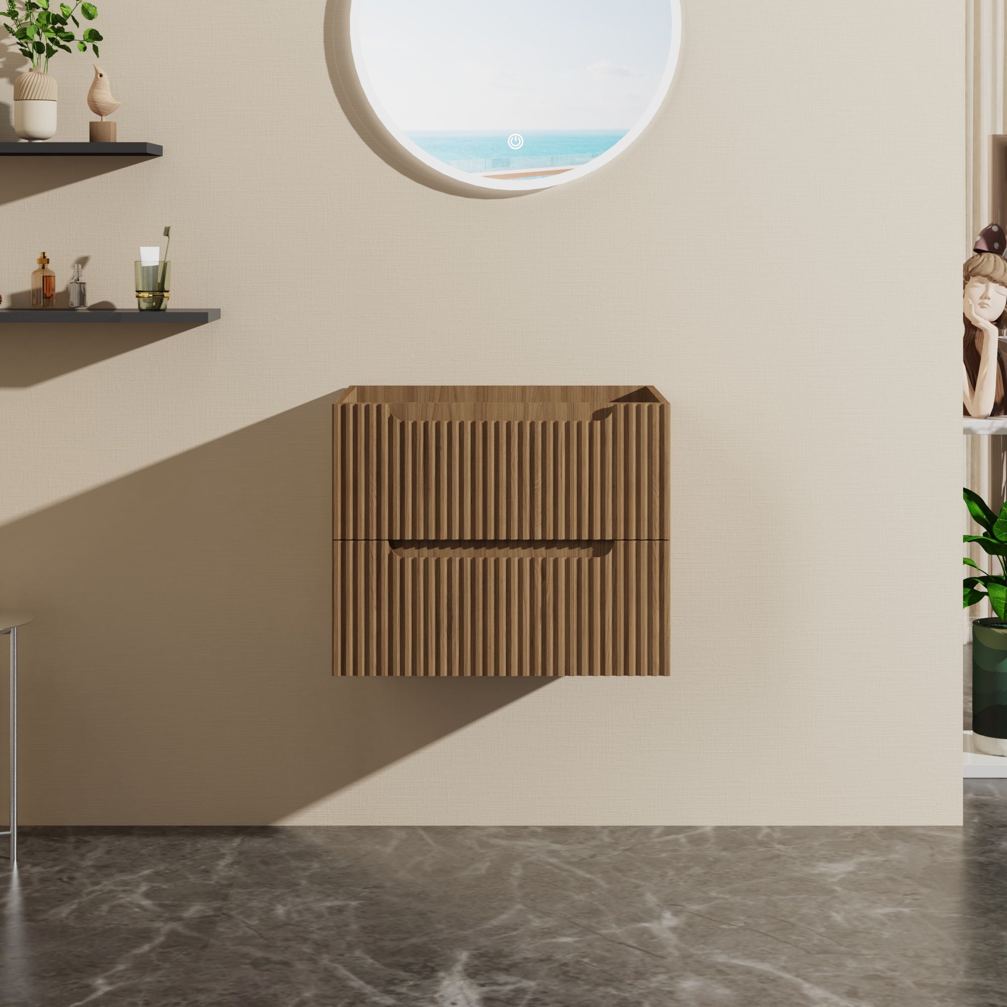 24" Wall Mount Bathroom Vanity Cabinet Floating (Cabinet Only) - Walnut - Best Buy Furniture